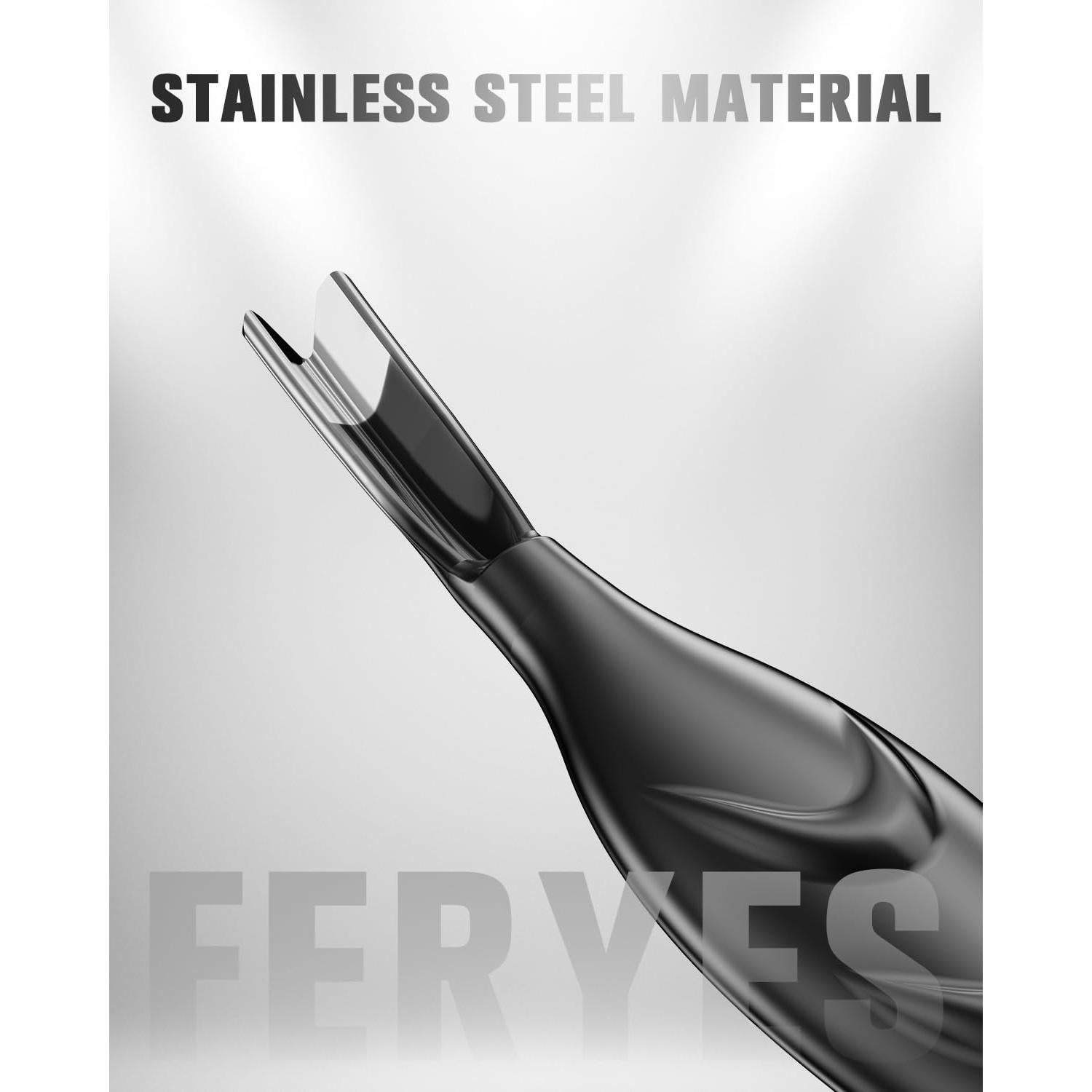 Empujador de Cutículas FERYES 2 en 1 Acero Inoxidable Negro