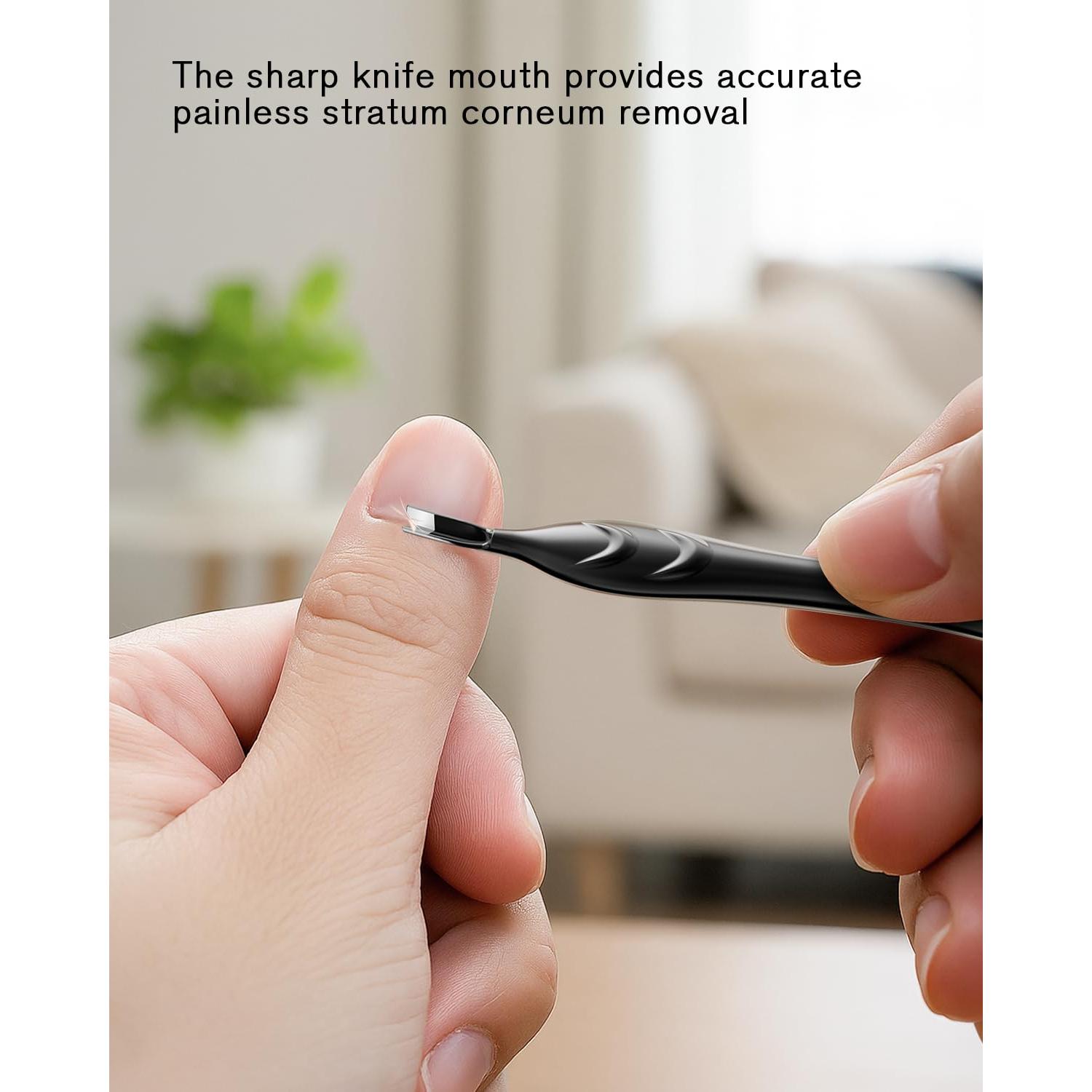 Empujador de Cutículas FERYES 2 en 1 Acero Inoxidable Negro