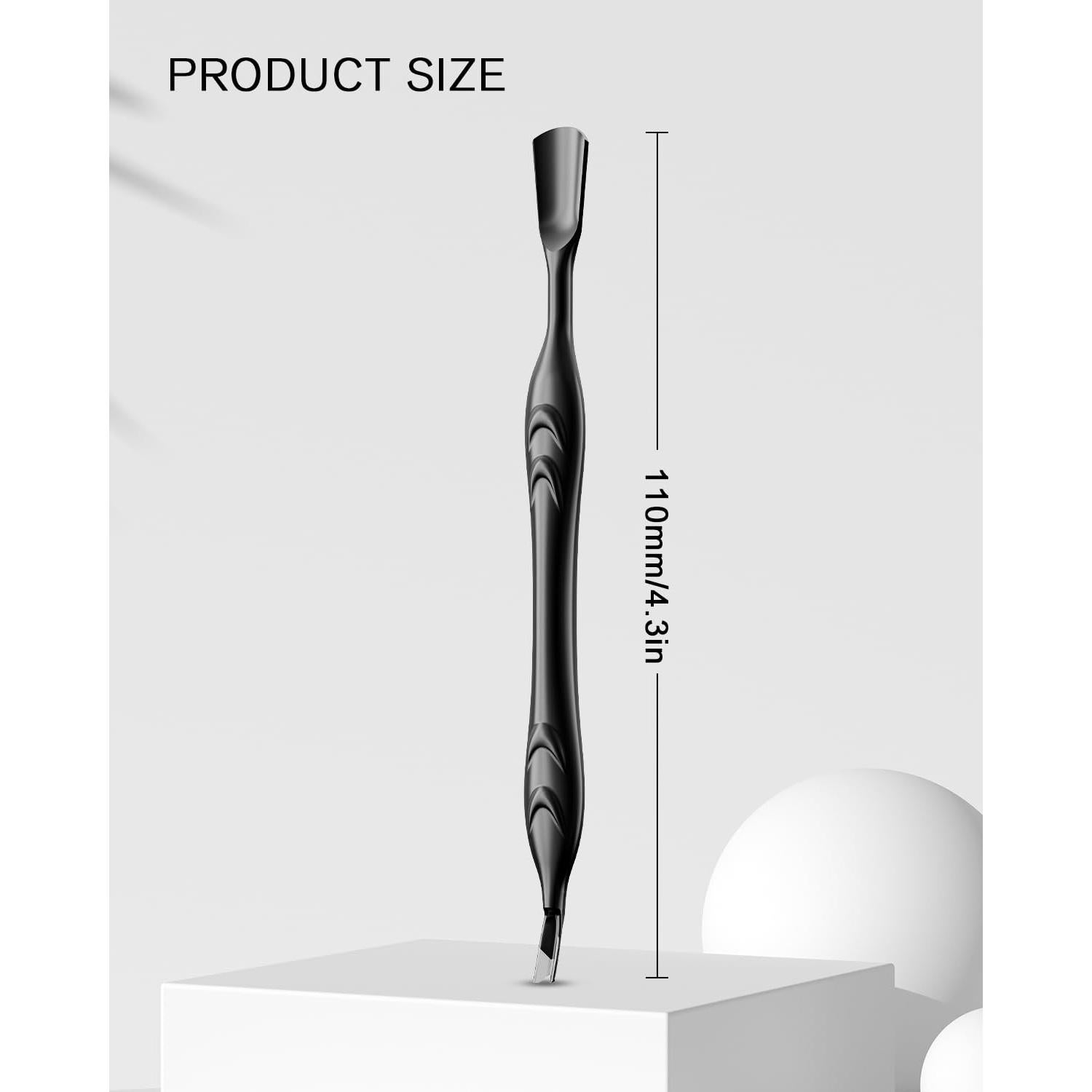 Empujador de Cutículas FERYES 2 en 1 Acero Inoxidable Negro