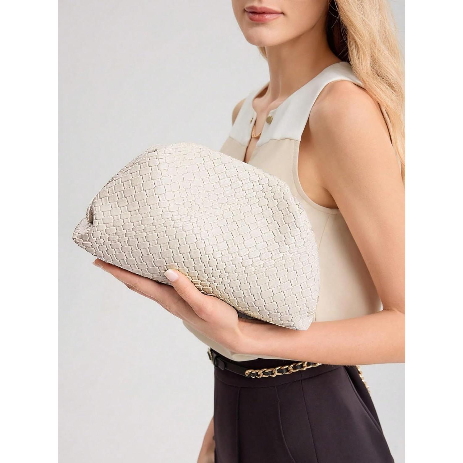 Bolso Clutch Woven QWINEE para Mujeres - Cuero PU Elegante