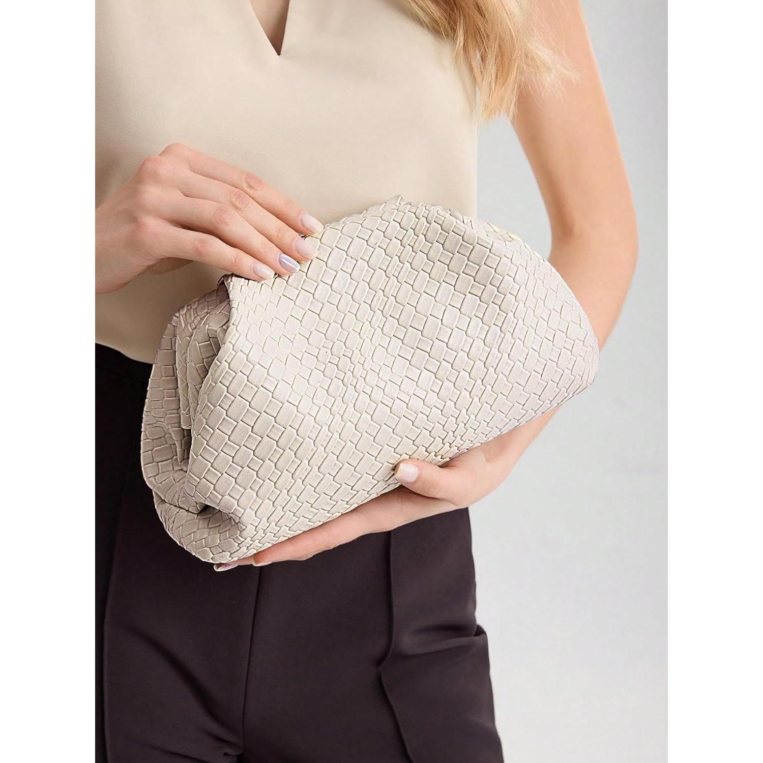 Bolso Clutch Woven QWINEE para Mujeres - Cuero PU Elegante