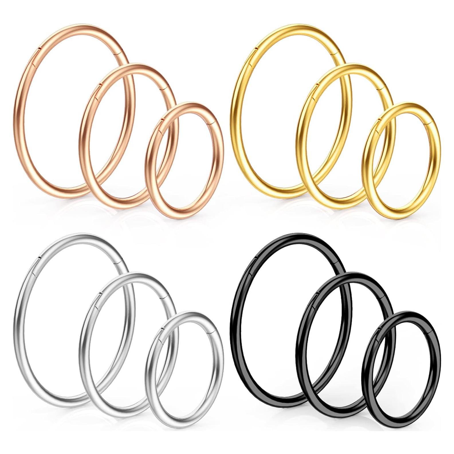 Aros de Nariz Funtopia 12 Pcs Acero Quirúrgico 316L 18g