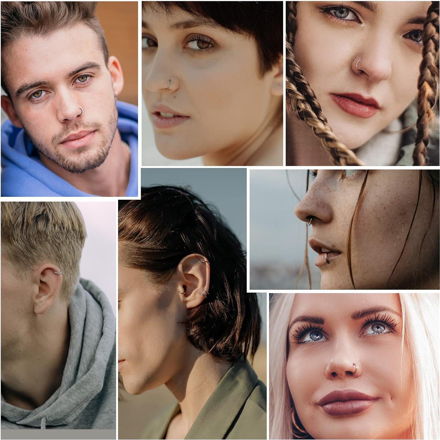 Aros de Nariz Funtopia 12 Pcs Acero Quirúrgico 316L 18g