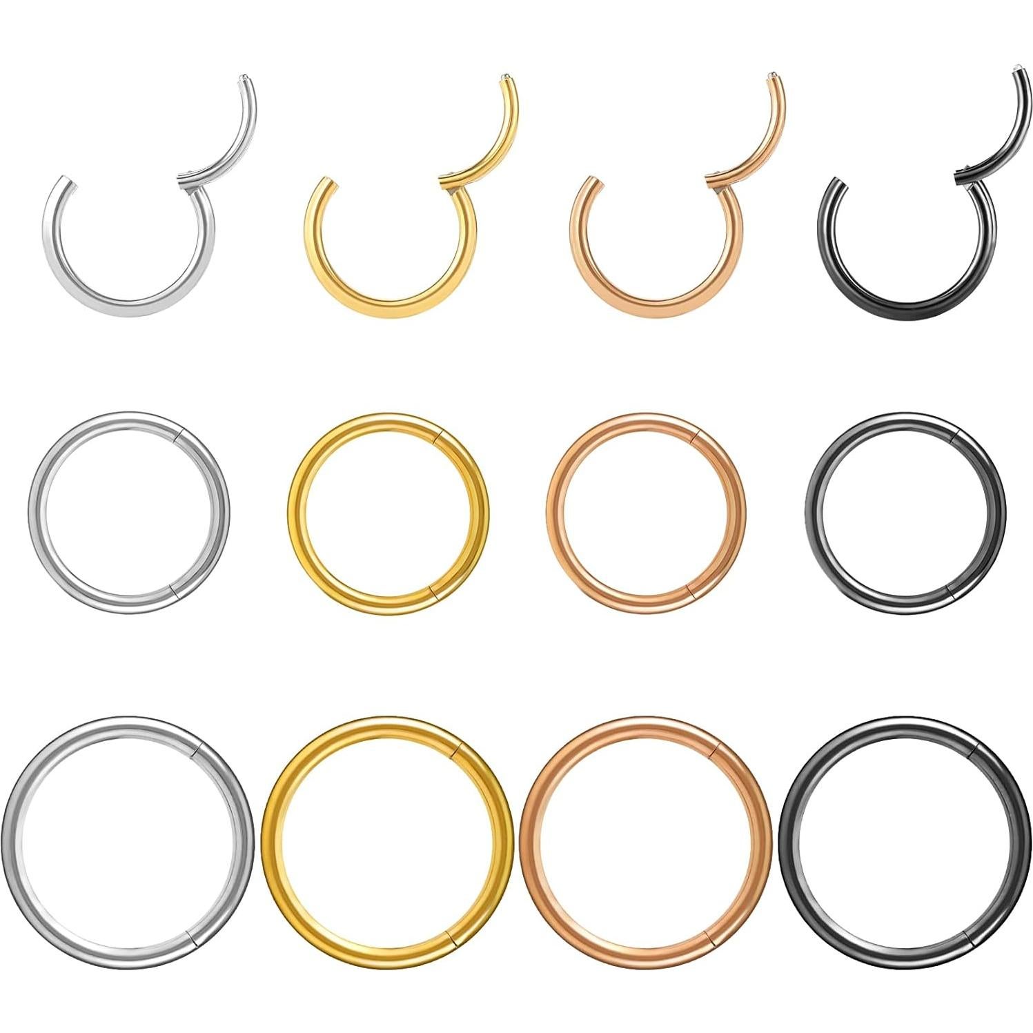 Aros de Nariz Funtopia 12 Pcs Acero Quirúrgico 316L 18g