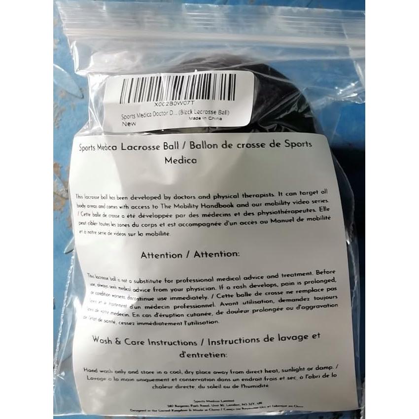 Pelota de Lacrosse Negra Sports Medica - Terapia de Masaje