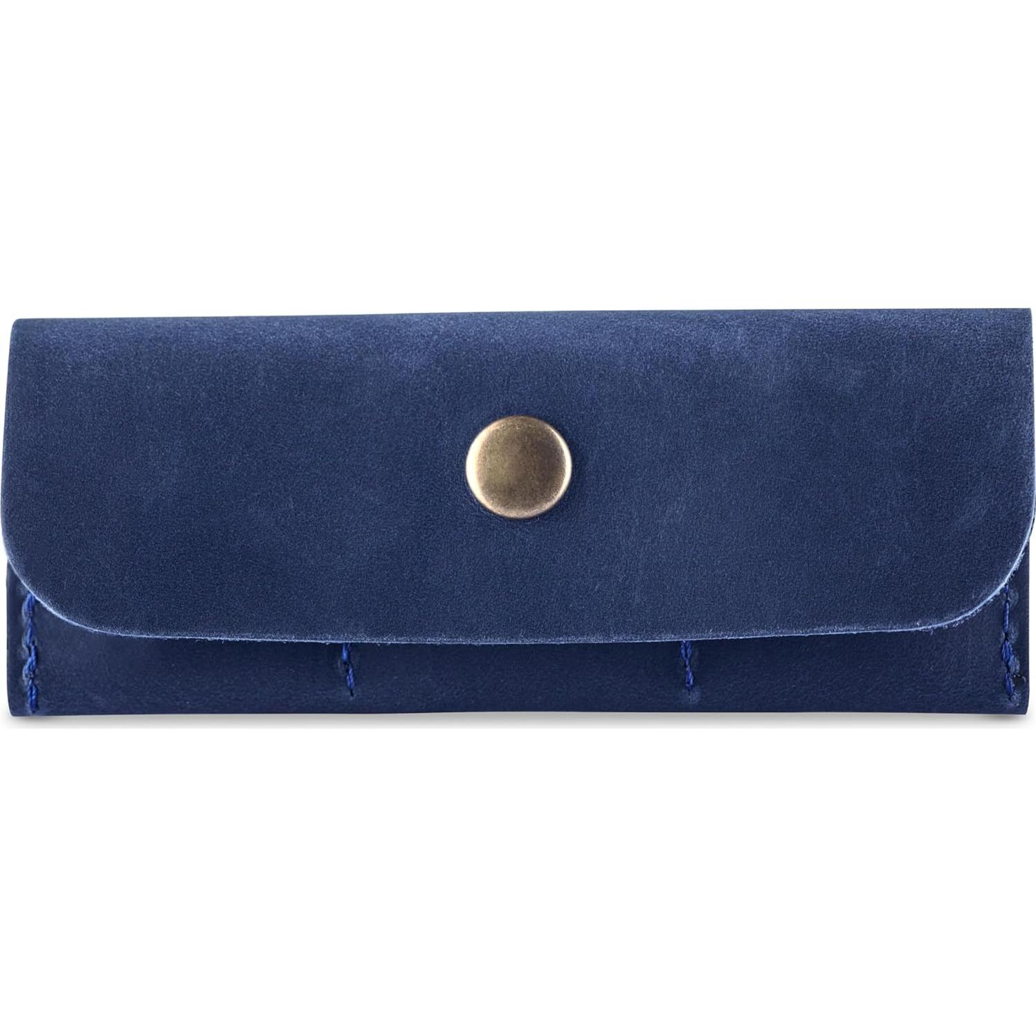 Estuche Porta Tarjetas SD de Cuero MAKYN Azul - Organizador 6 Tarjetas