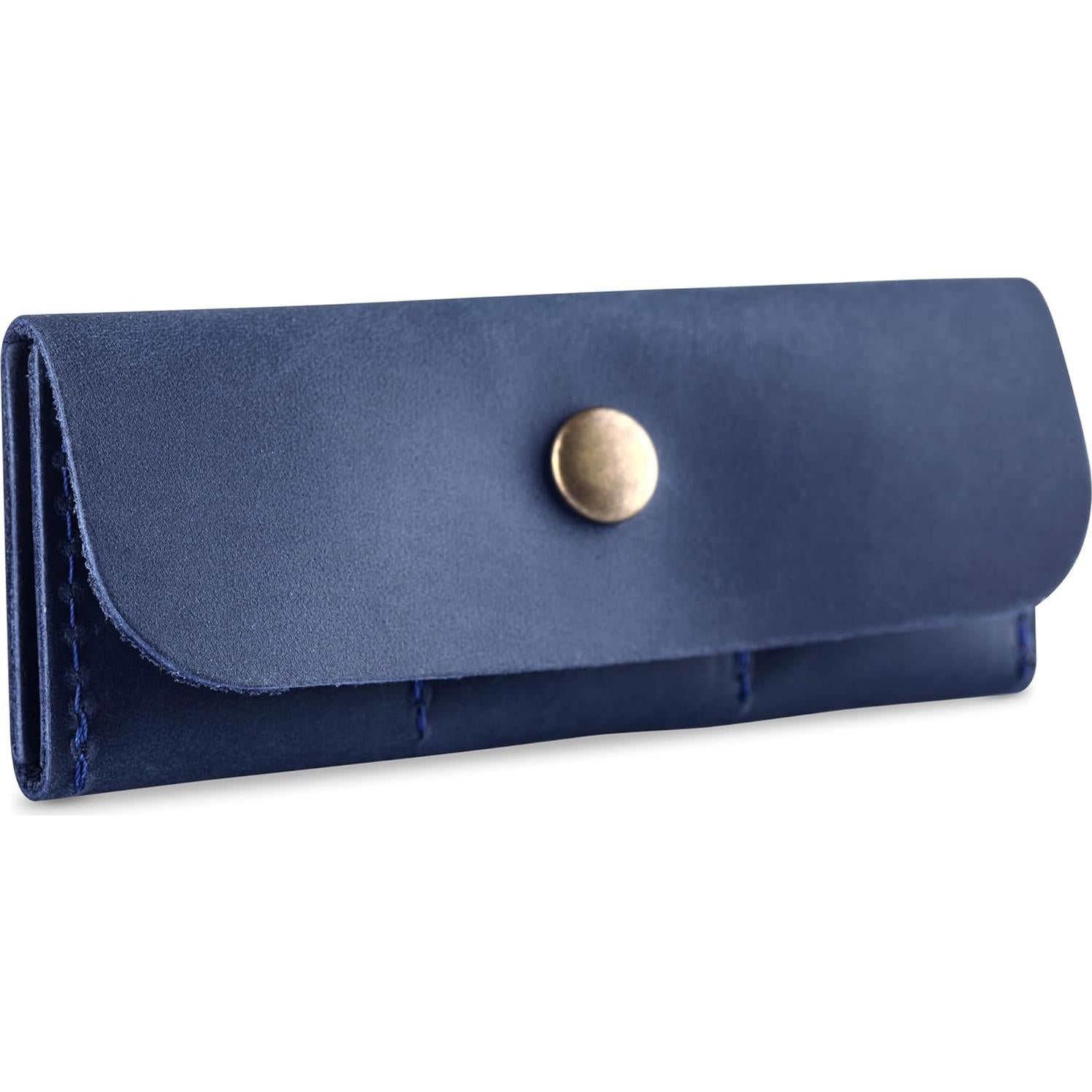 Estuche Porta Tarjetas SD de Cuero MAKYN Azul - Organizador 6 Tarjetas