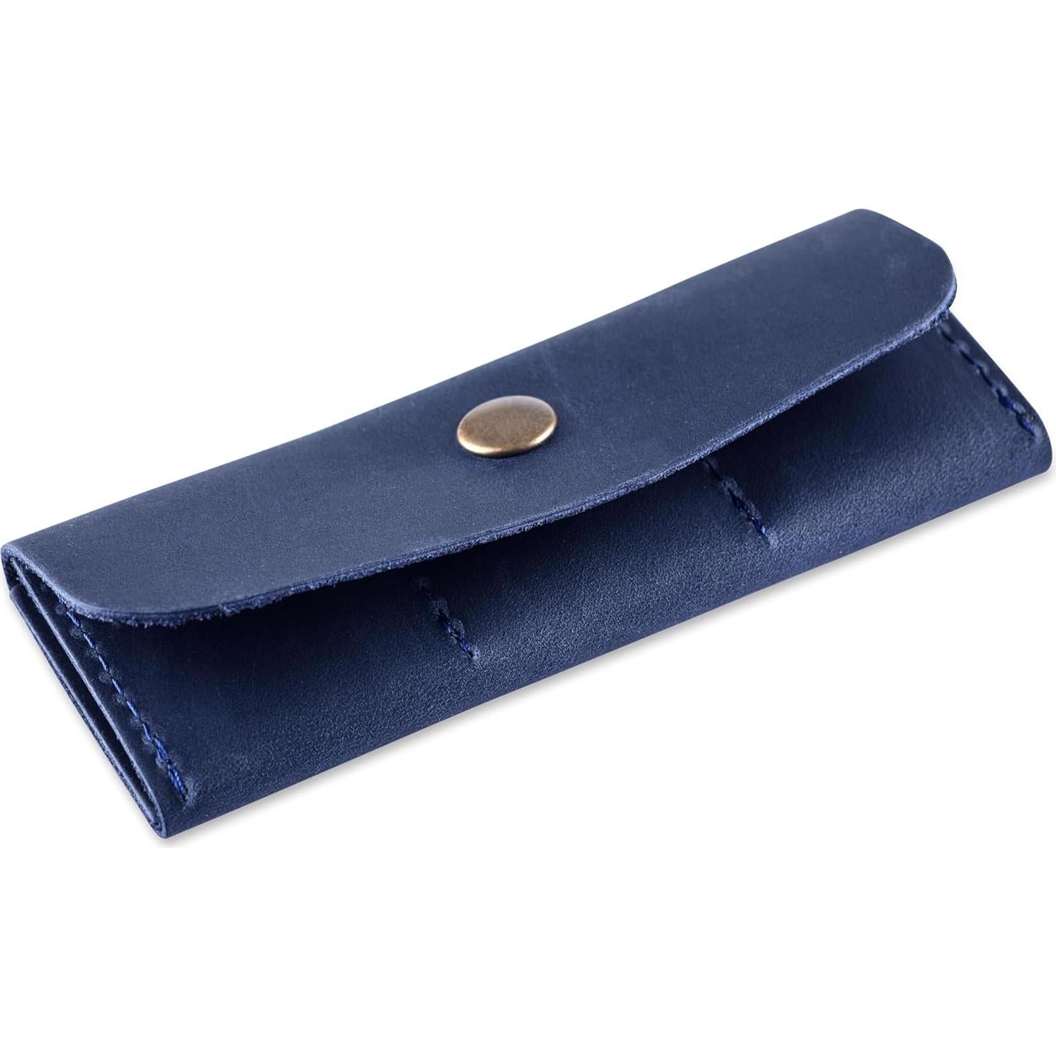 Estuche Porta Tarjetas SD de Cuero MAKYN Azul - Organizador 6 Tarjetas