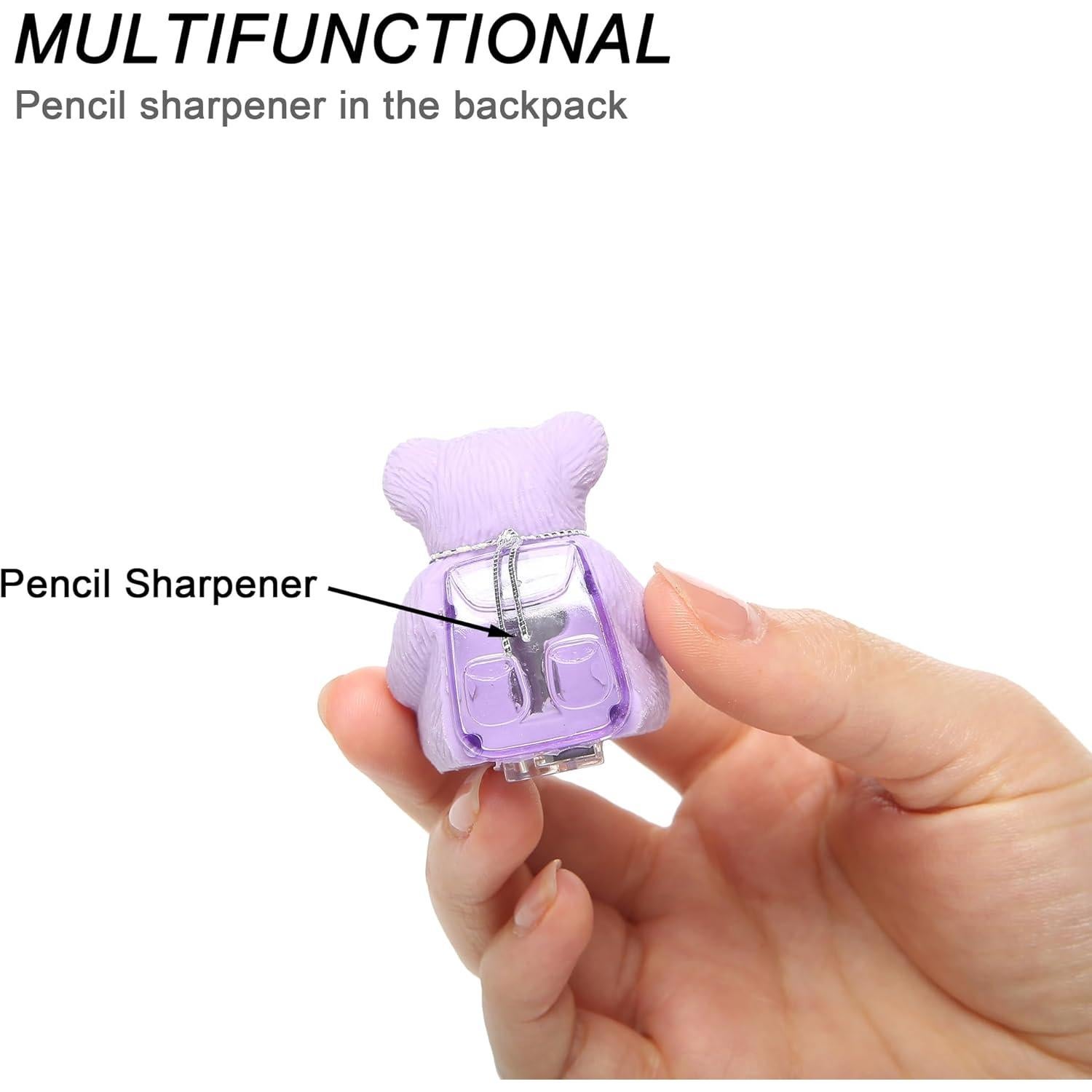 Borradores de Oso HILAZA con Sacapuntas - 8 Pcs Kawaii