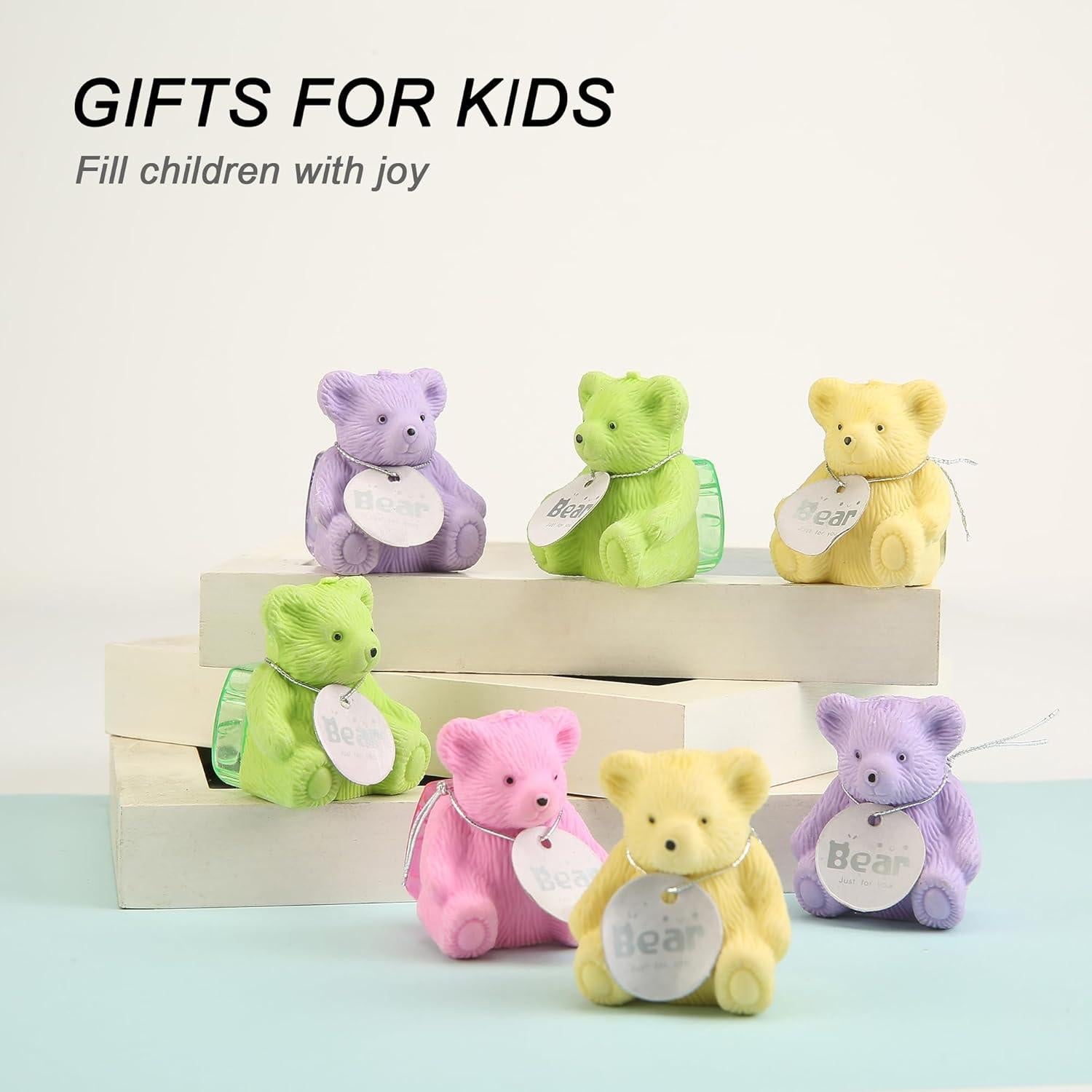 Borradores de Oso HILAZA con Sacapuntas - 8 Pcs Kawaii