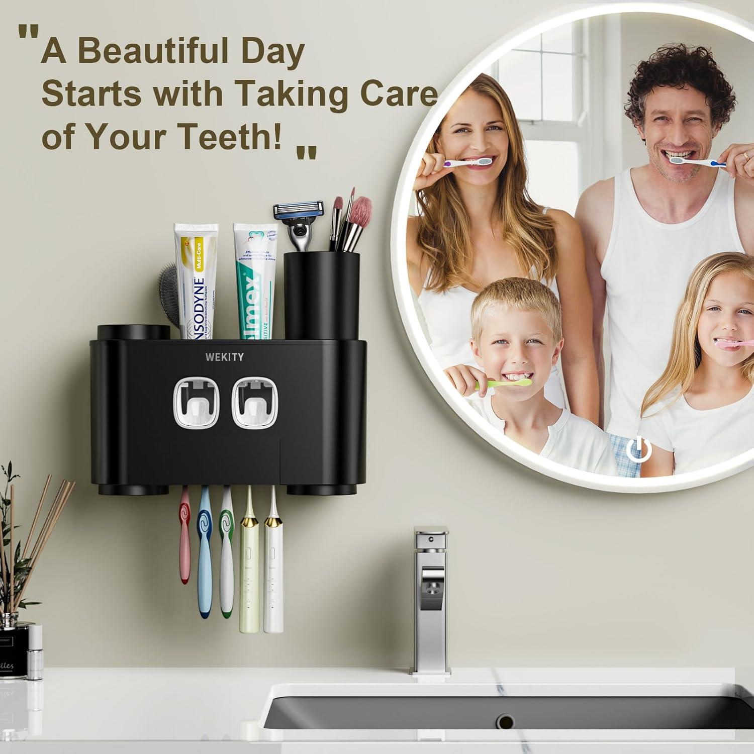 Soporte para Cepillos de Dientes WREWING Negro Multifuncional