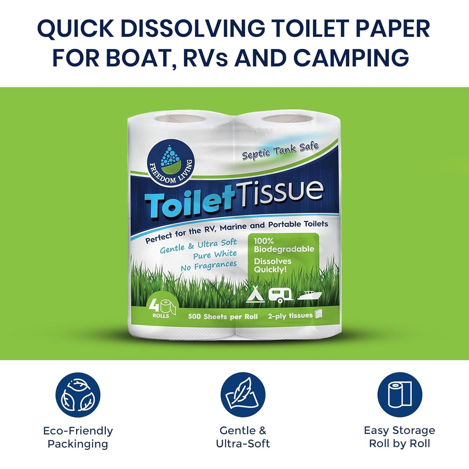 Papel Higiénico Biodegradable Freedom Living 4 Rollos 500 Hojas