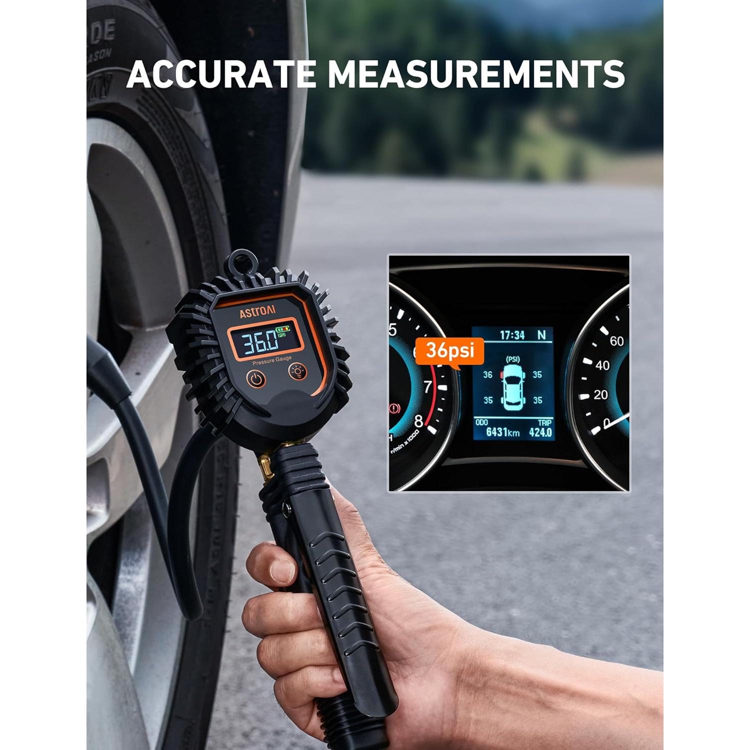 Inflador Digital de Neumáticos AstroAI 250 PSI con Manómetro