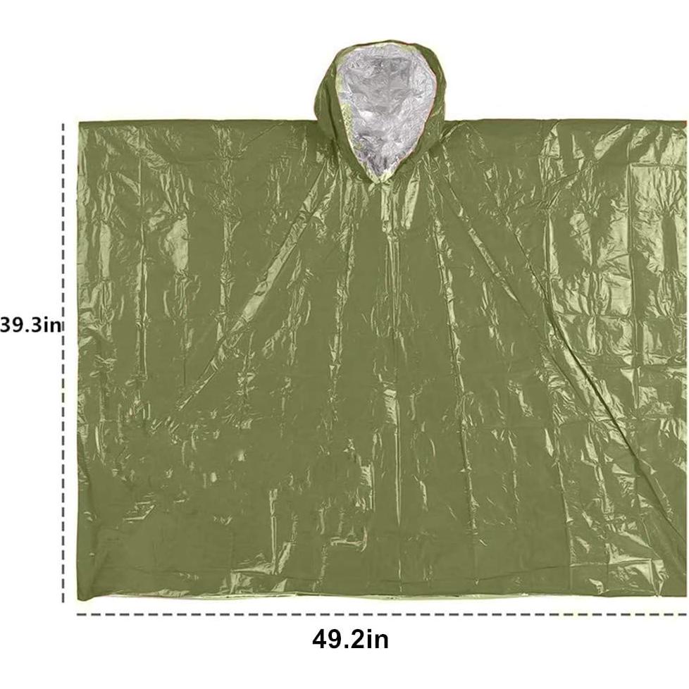 Poncho de Emergencia Verde Ninth C - Impermeable y Térmico 100x125 cm
