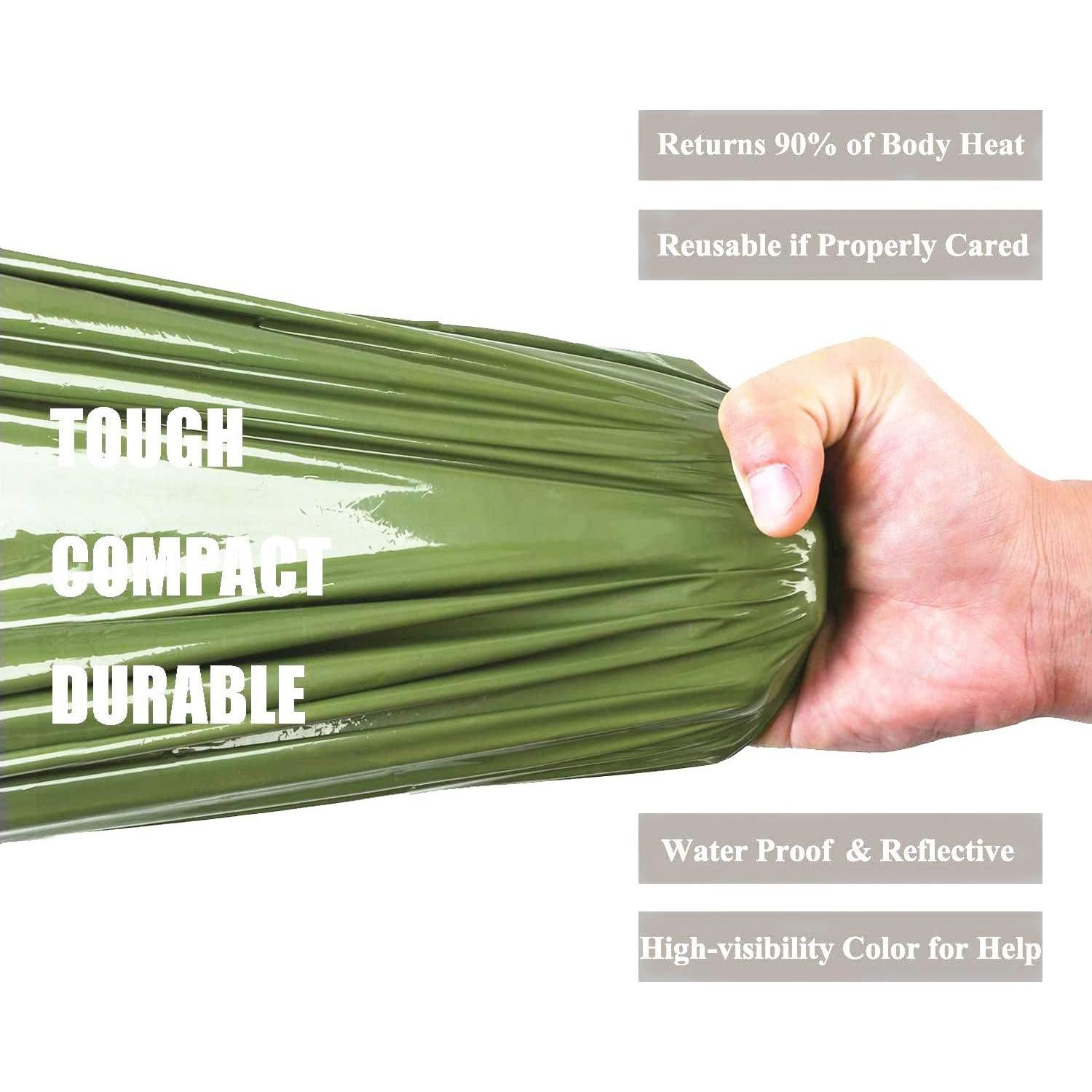 Poncho de Emergencia Verde Ninth C - Impermeable y Térmico 100x125 cm