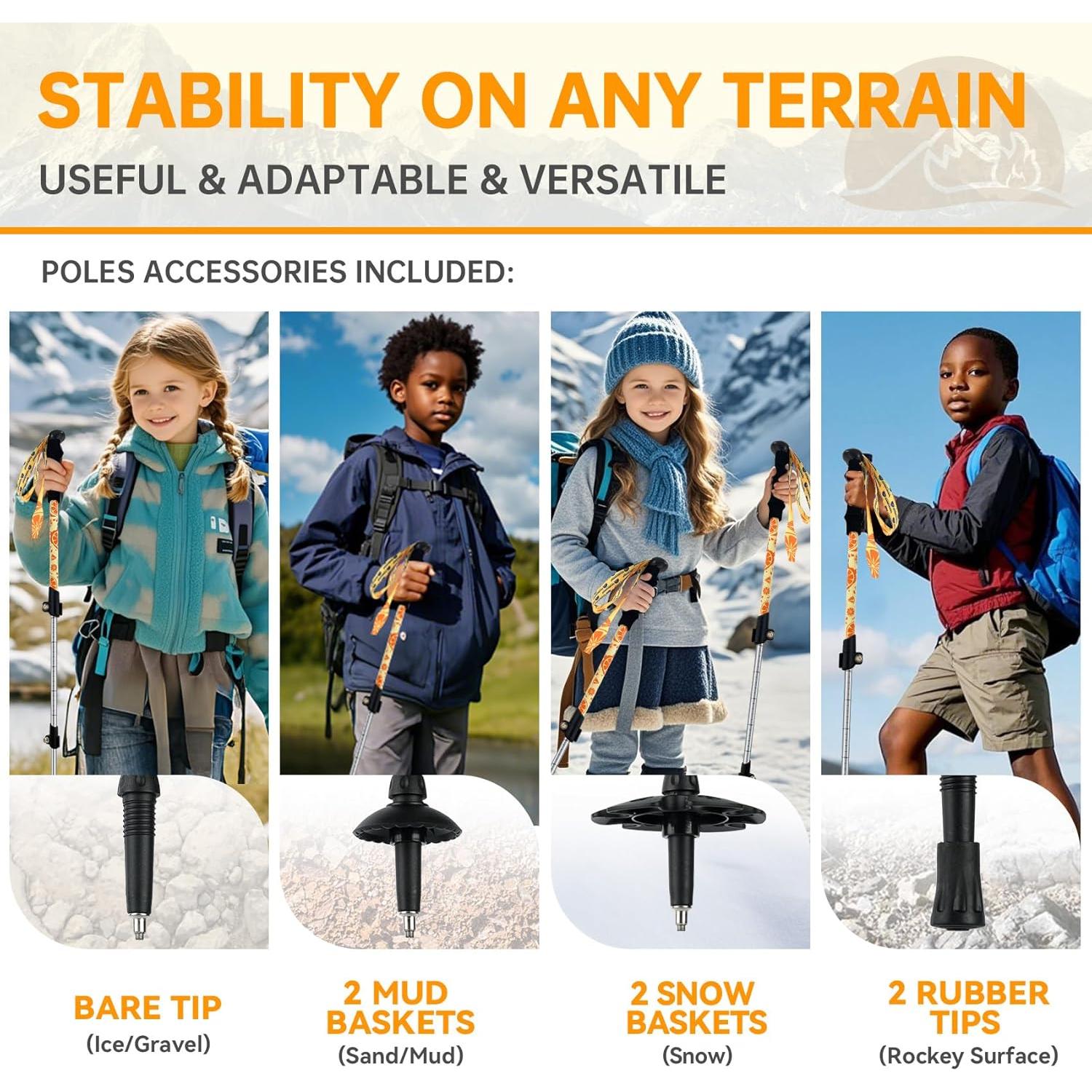 Bastones de Senderismo Plegables Underwood para Niños - 2 Piezas