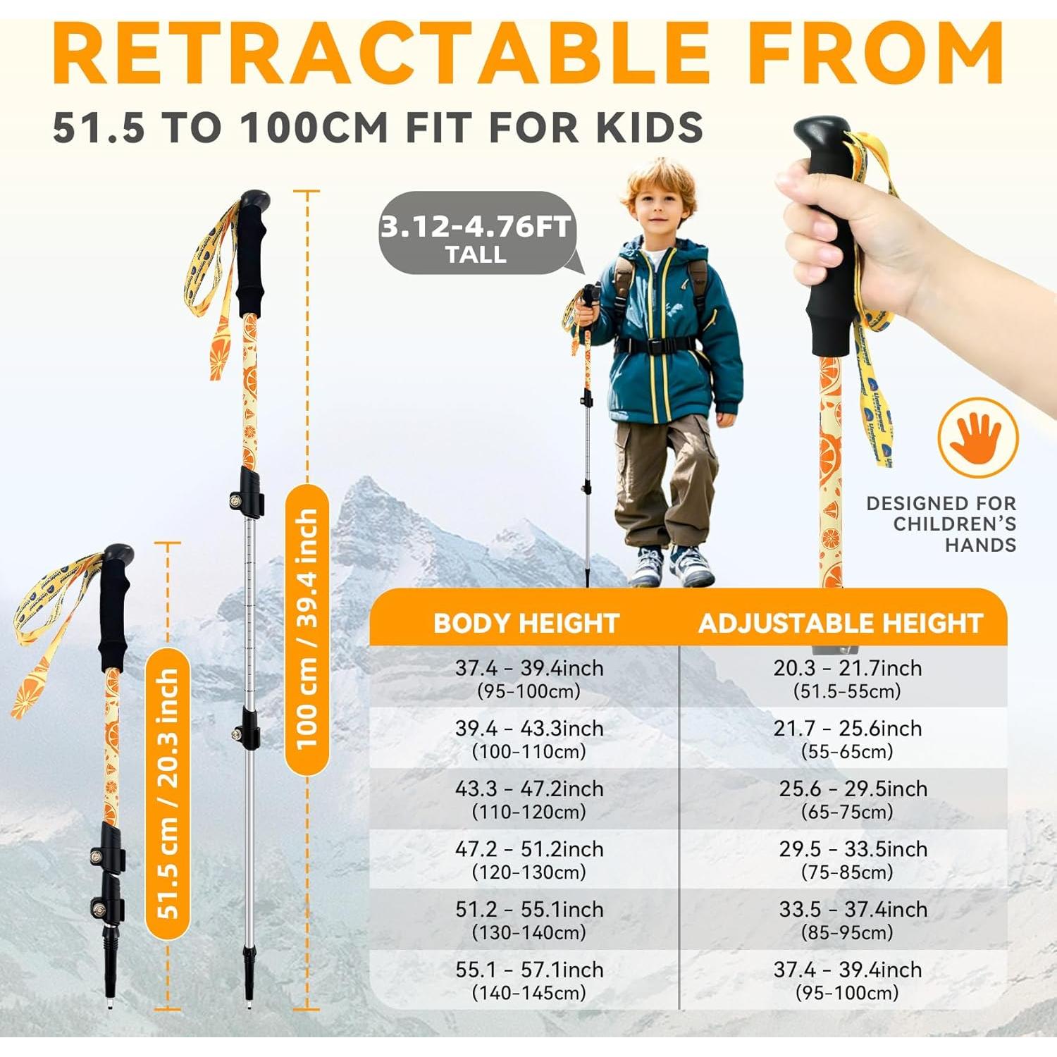 Bastones de Senderismo Plegables Underwood para Niños - 2 Piezas