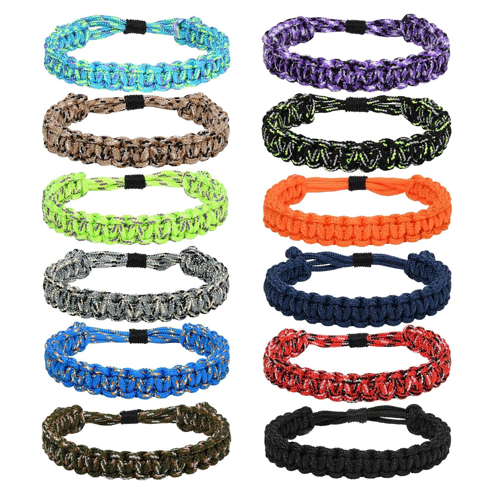 Set de 12 Pulseras de Paracord Lorfancy para Hombres y Niños