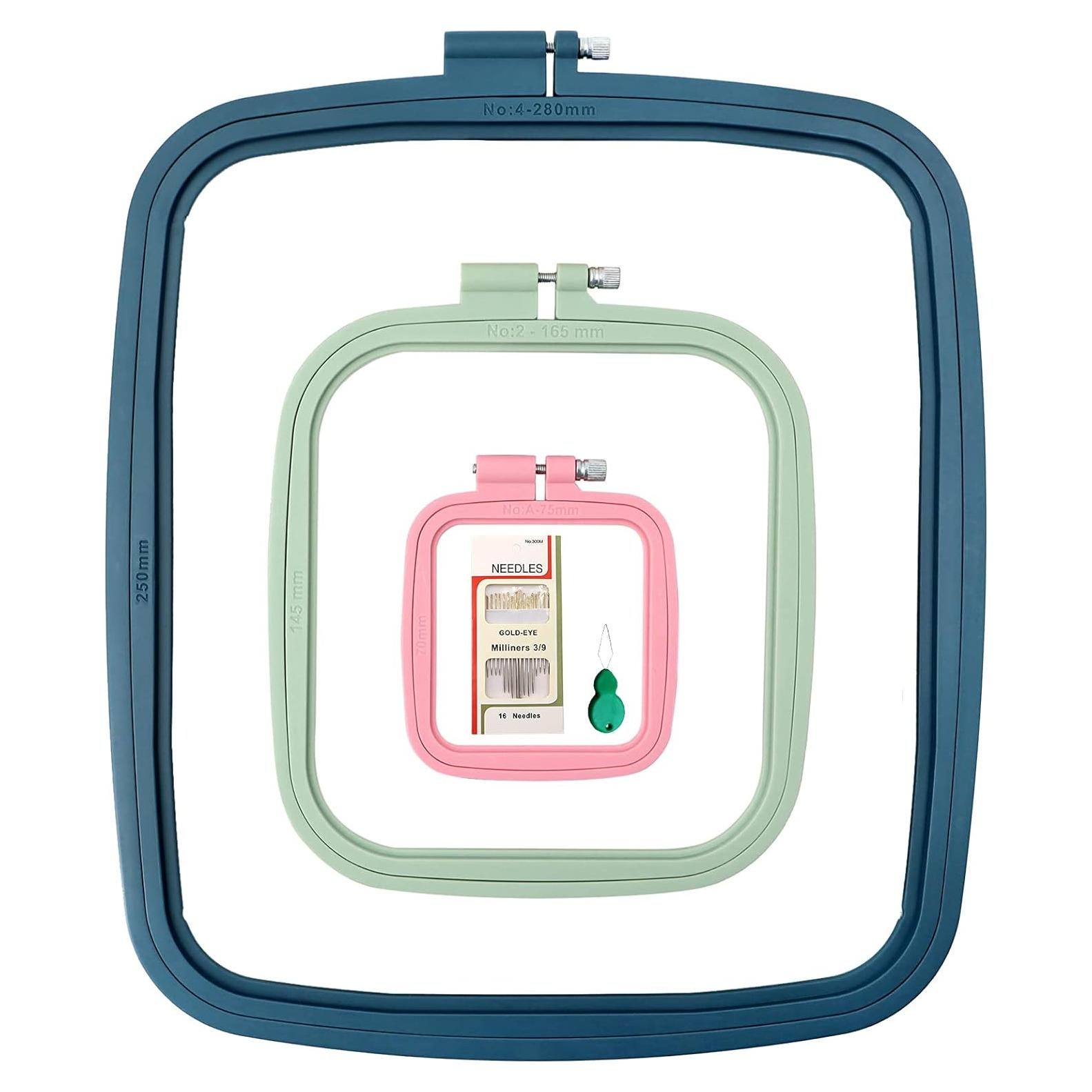 Juego de Aros de Bordado ZOCONE 3Pcs Rectangulares ABS