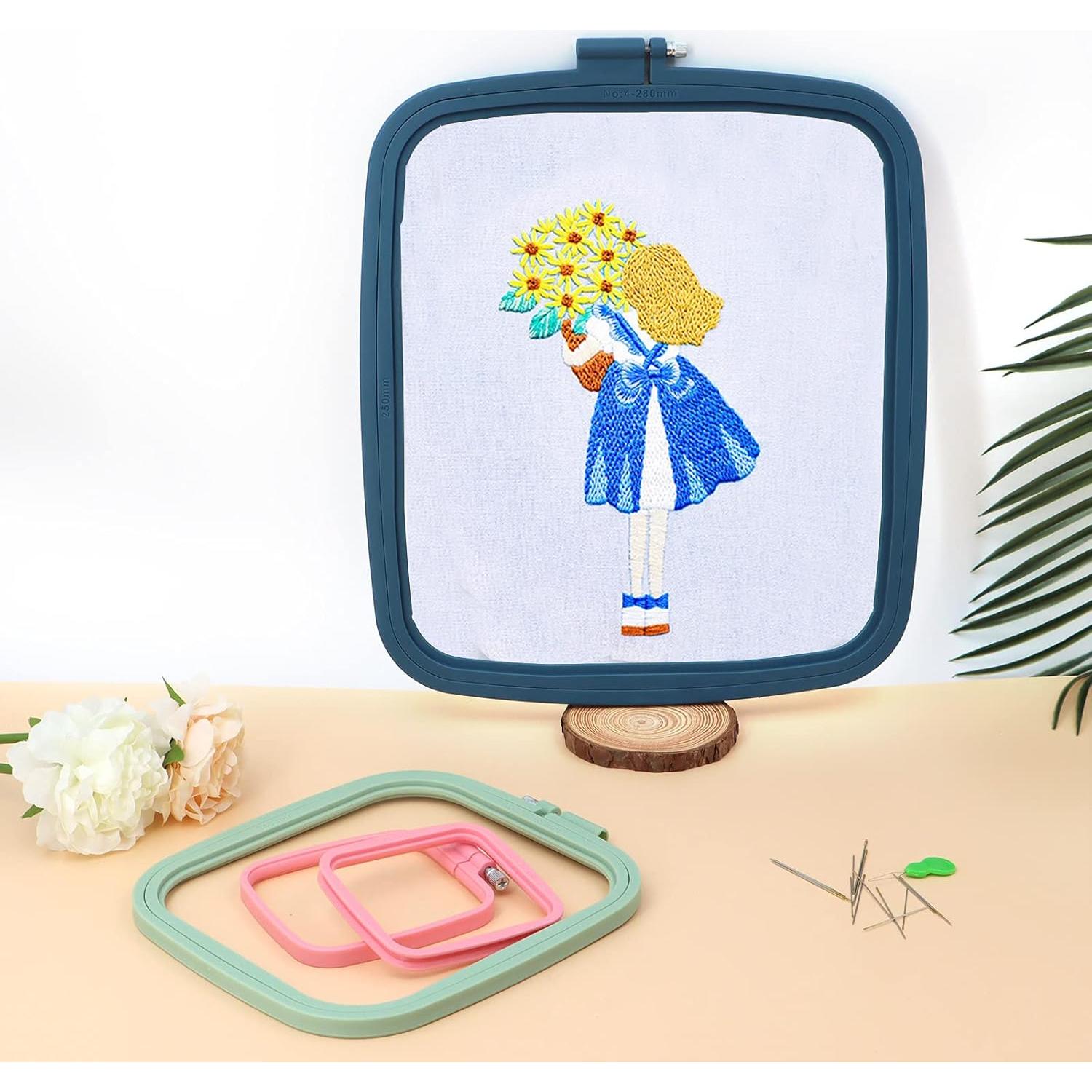 Juego de Aros de Bordado ZOCONE 3Pcs Rectangulares ABS