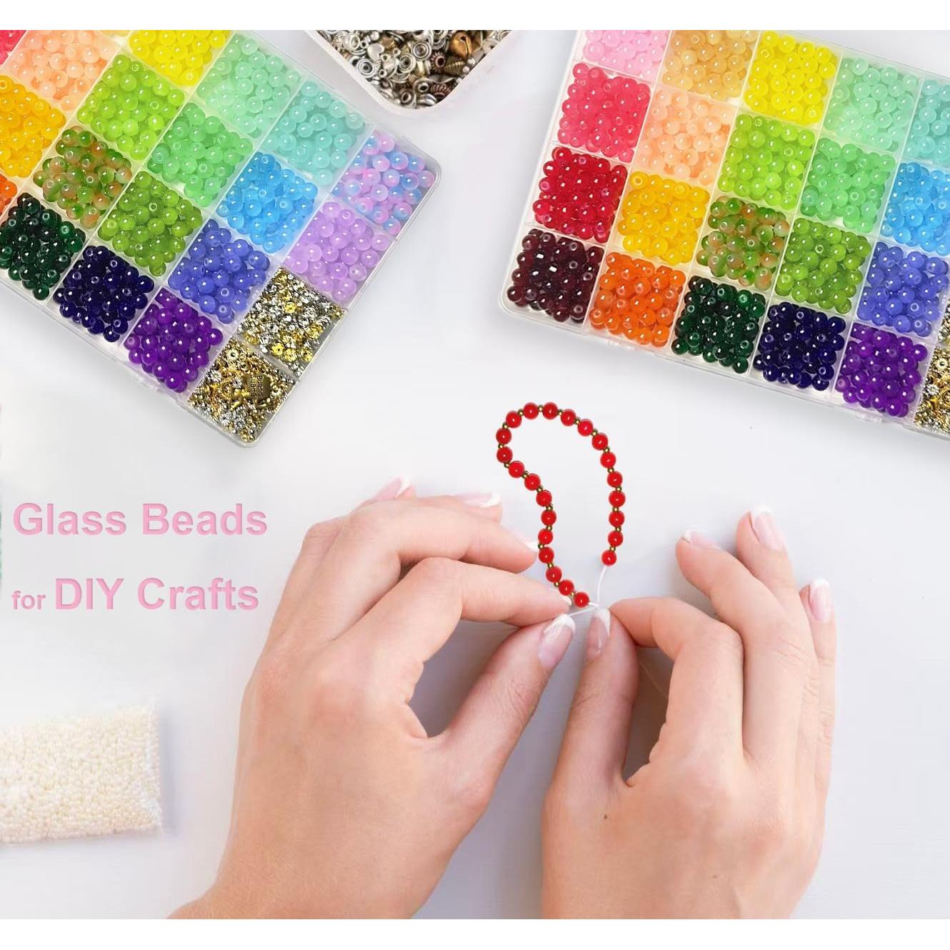 Kit de Perlas de Vidrio NEWMIAO 1188 Piezas 6mm 22 Colores