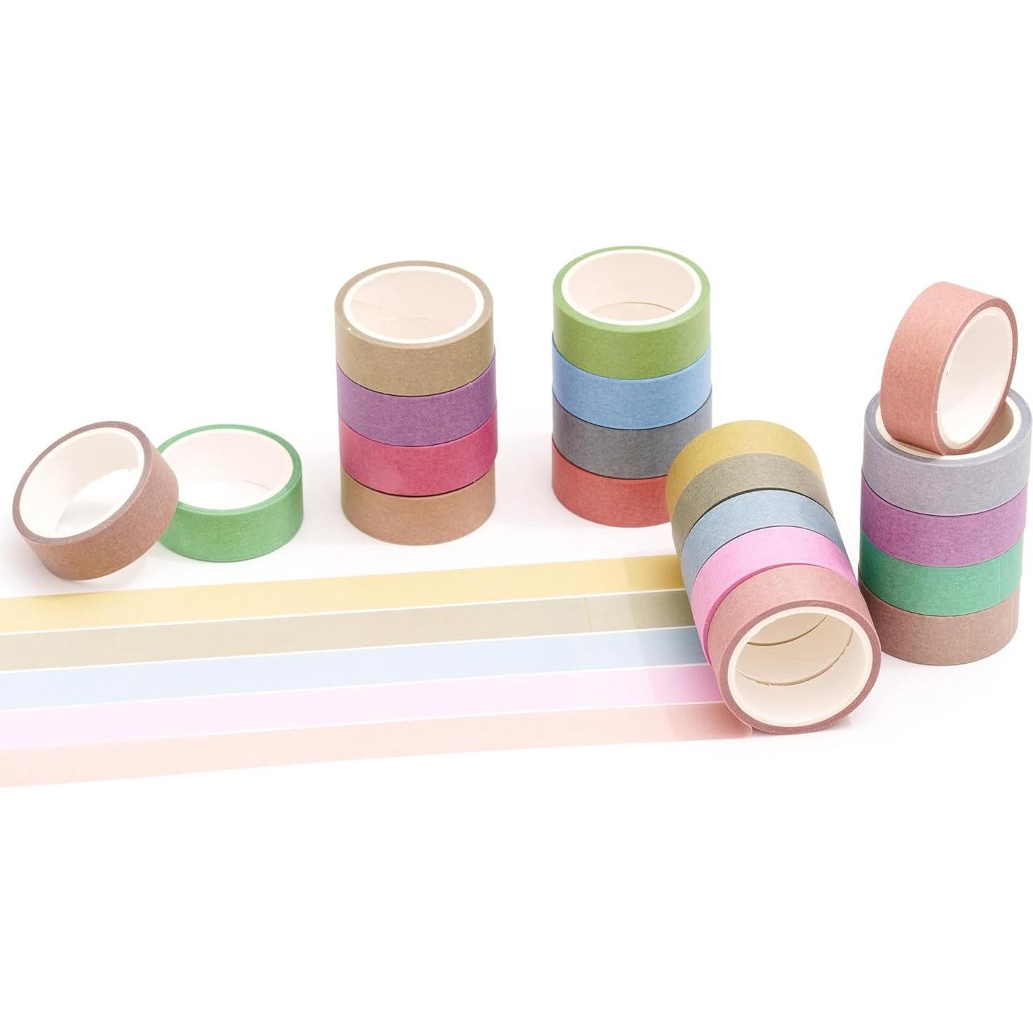 YUBBAEX 20 Rollos de Cinta Washi Decorativa Macaron 15mm