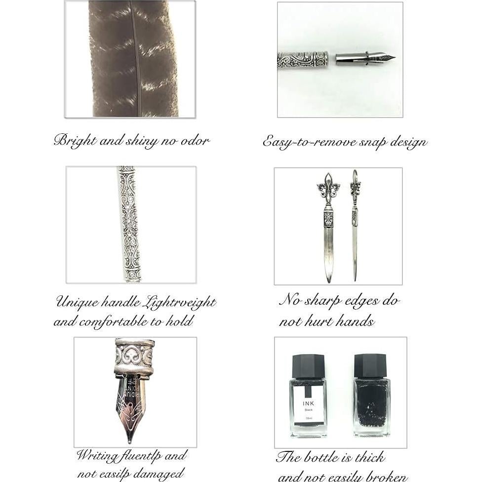 Set de Pluma de Pavo Real SCHOWE con Tinta y Accesorios