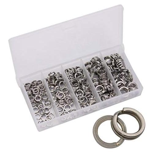 200 Anillas de División Acero Inoxidable JJZS 5-9mm para Joyería y Pesca