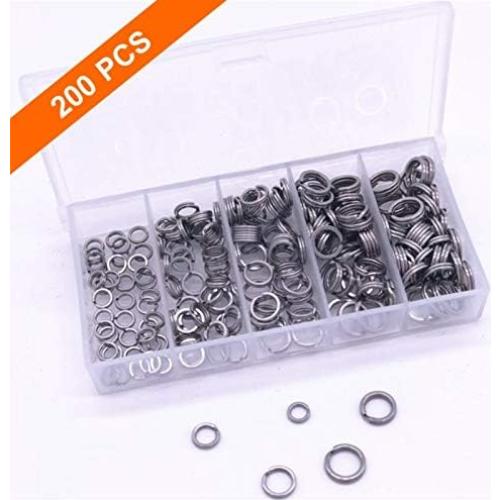 200 Anillas de División Acero Inoxidable JJZS 5-9mm para Joyería y Pesca