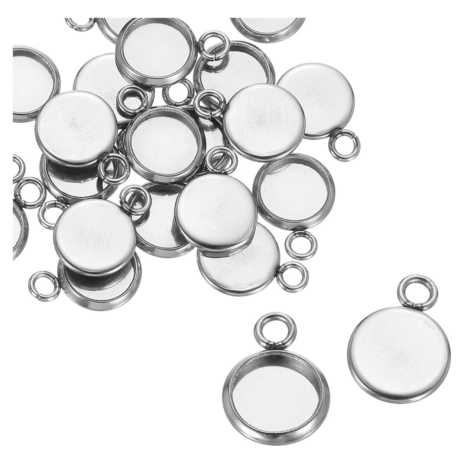 Bandejas de Colgante Redondas uxcell 30Pcs 6mm Acero Inoxidable Plata