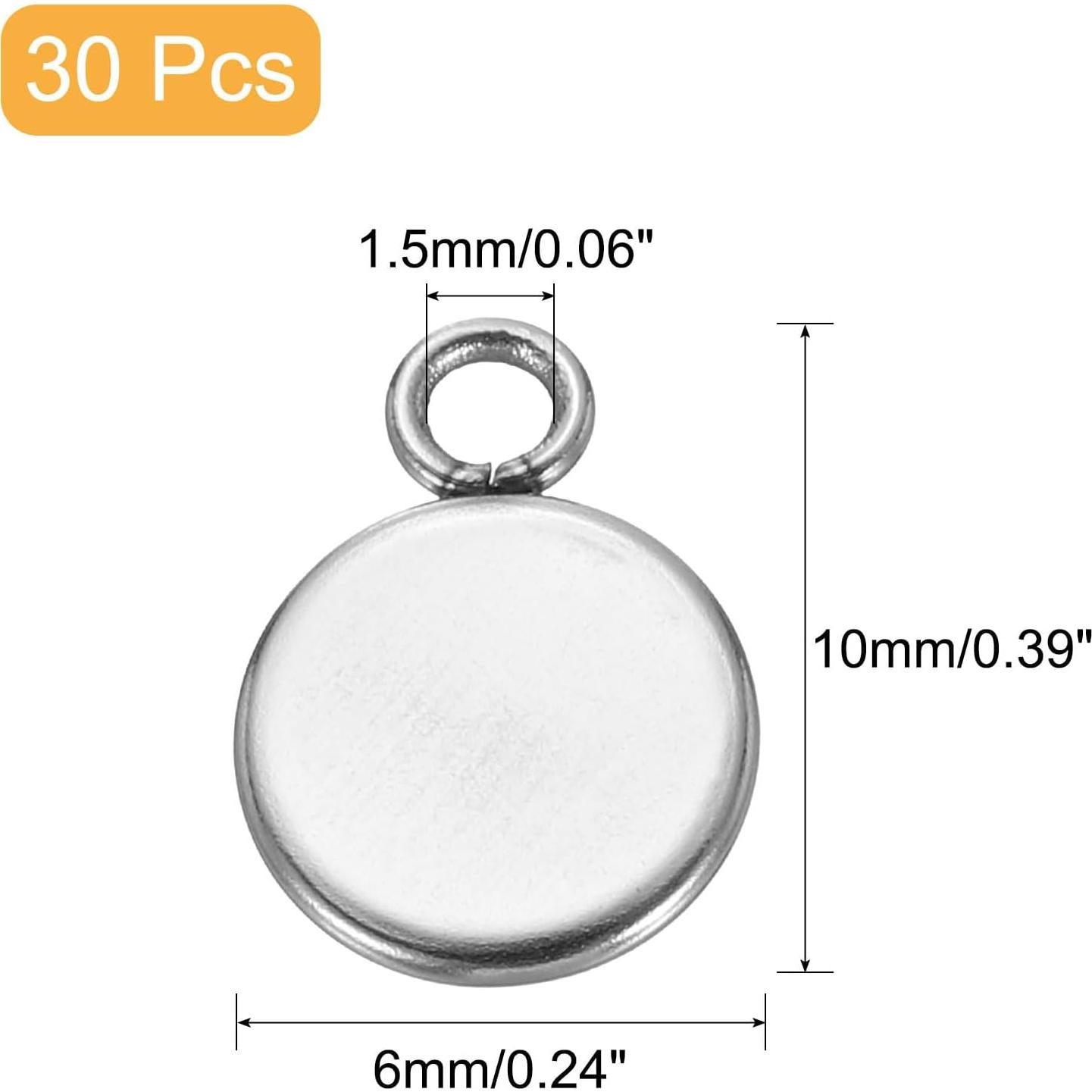 Bandejas de Colgante Redondas uxcell 30Pcs 6mm Acero Inoxidable Plata