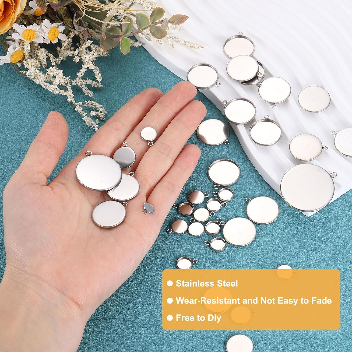 Bandejas de Colgante Redondas uxcell 30Pcs 6mm Acero Inoxidable Plata