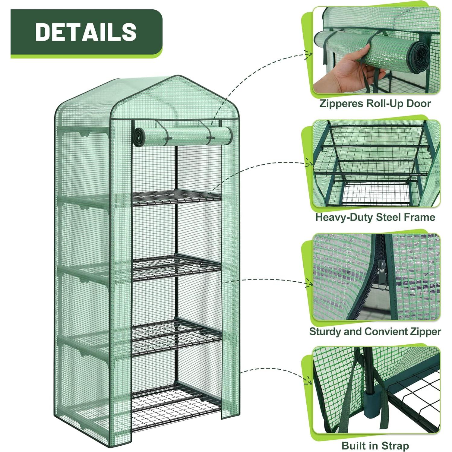 Invernadero Mini 4 Niveles Nova 69.2x48.3x160 cm con Puerta