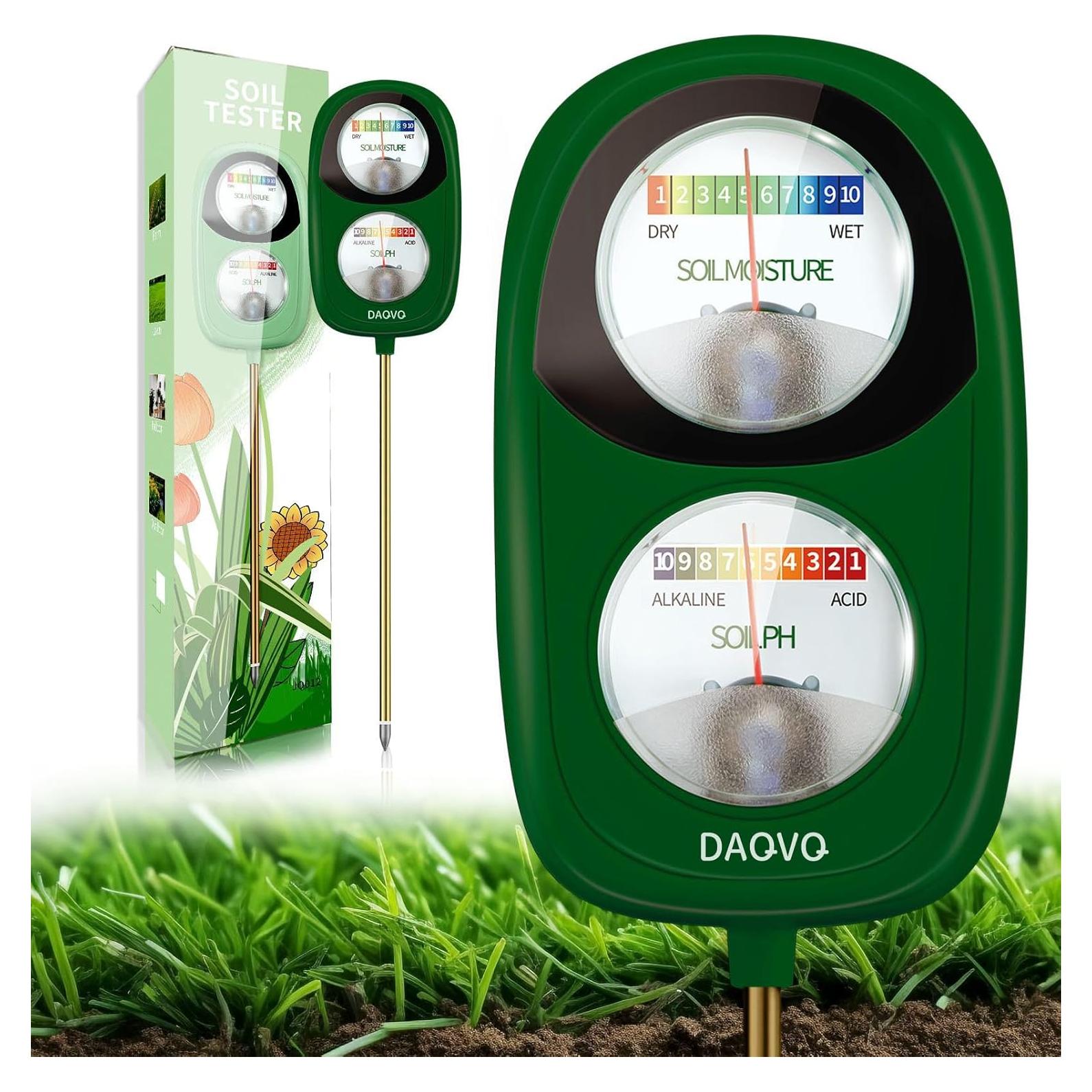 Medidor de Humedad y pH del Suelo DAQVQ 2-en-1 Verde