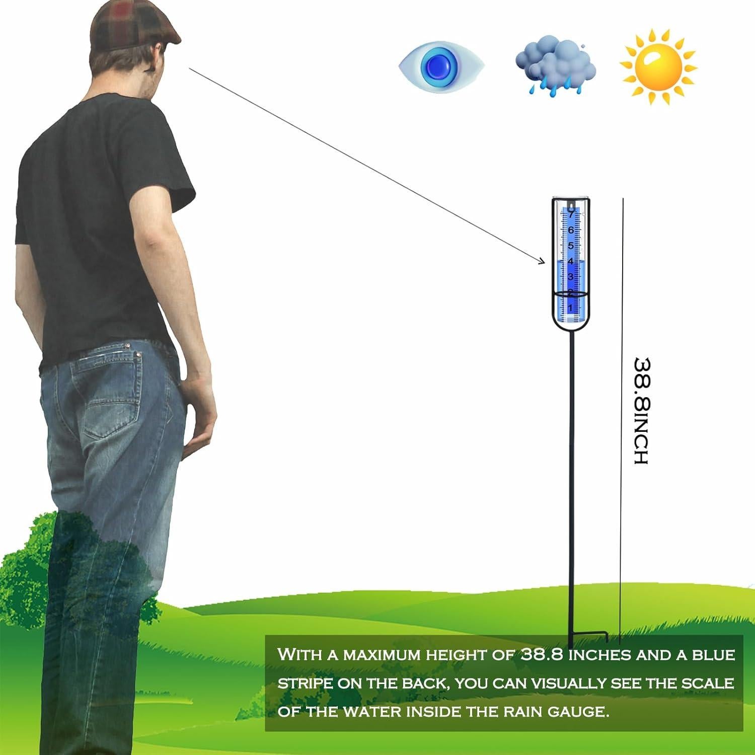Pluviometro Exterior DLUCKY 98.5 cm a Prueba de Heladas