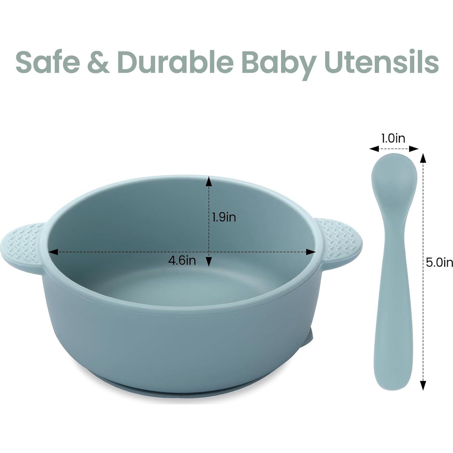 Juego de Tazones y Cucharas de Silicona Eascrozn para Bebés