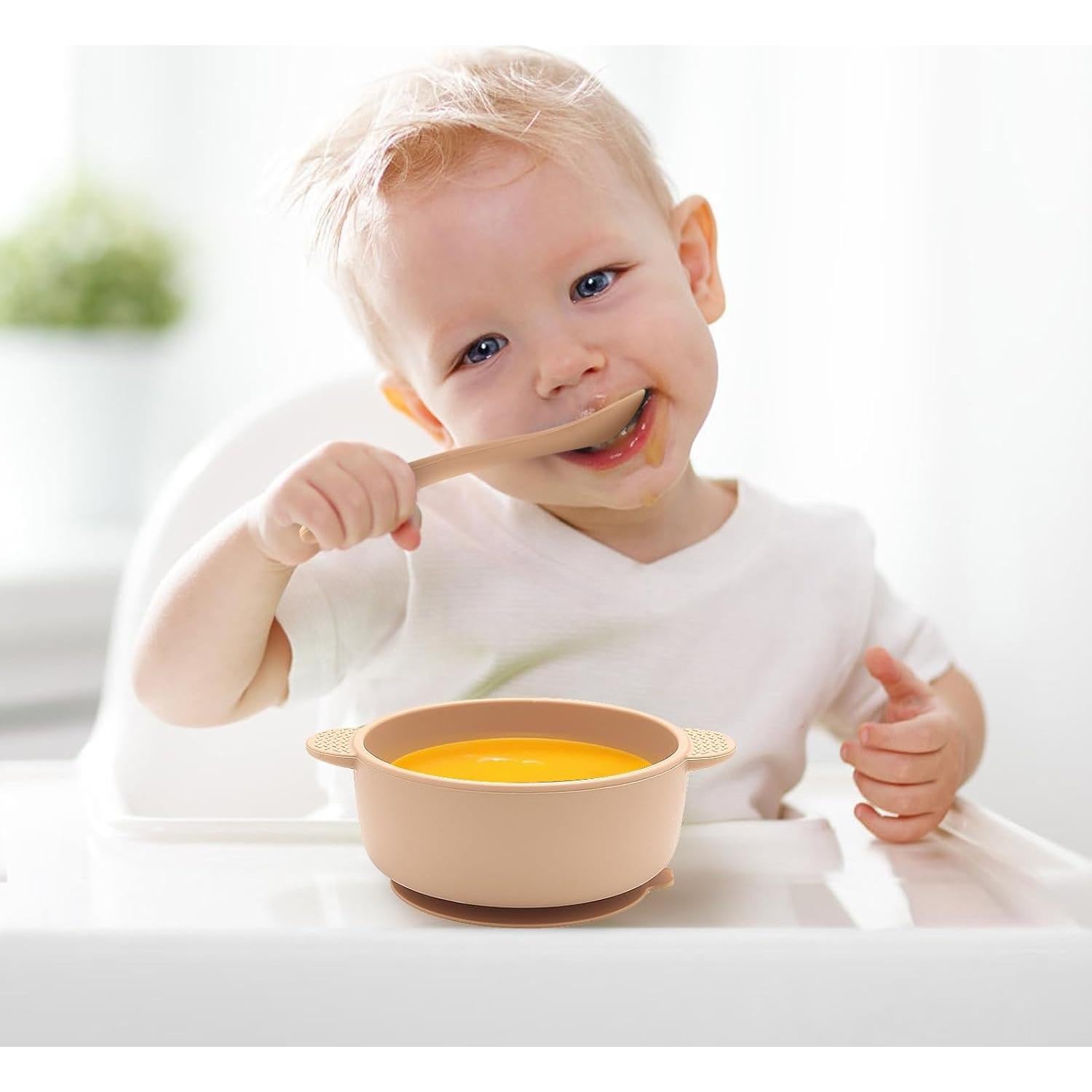 Juego de Tazones y Cucharas de Silicona Eascrozn para Bebés