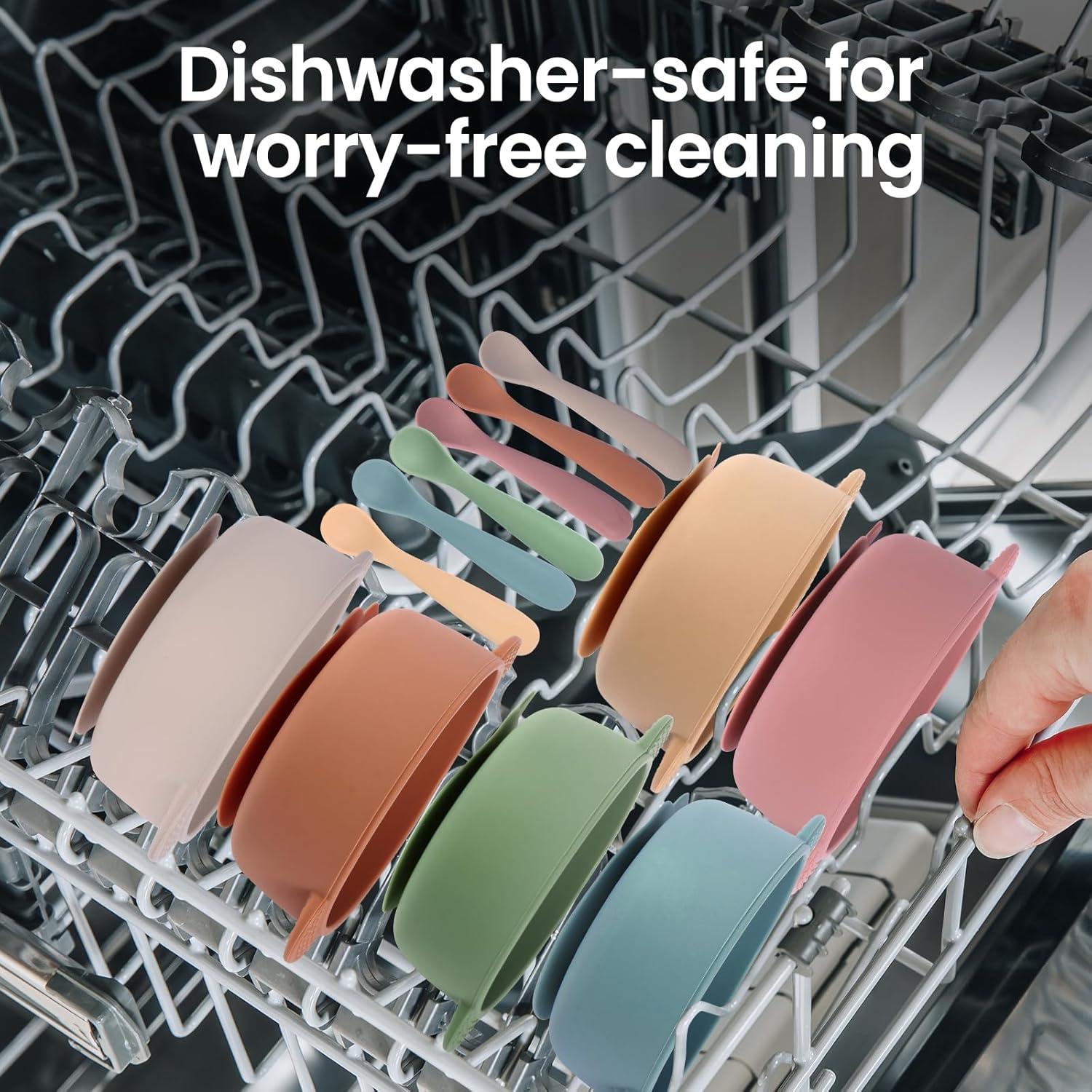 Juego de Tazones y Cucharas de Silicona Eascrozn para Bebés