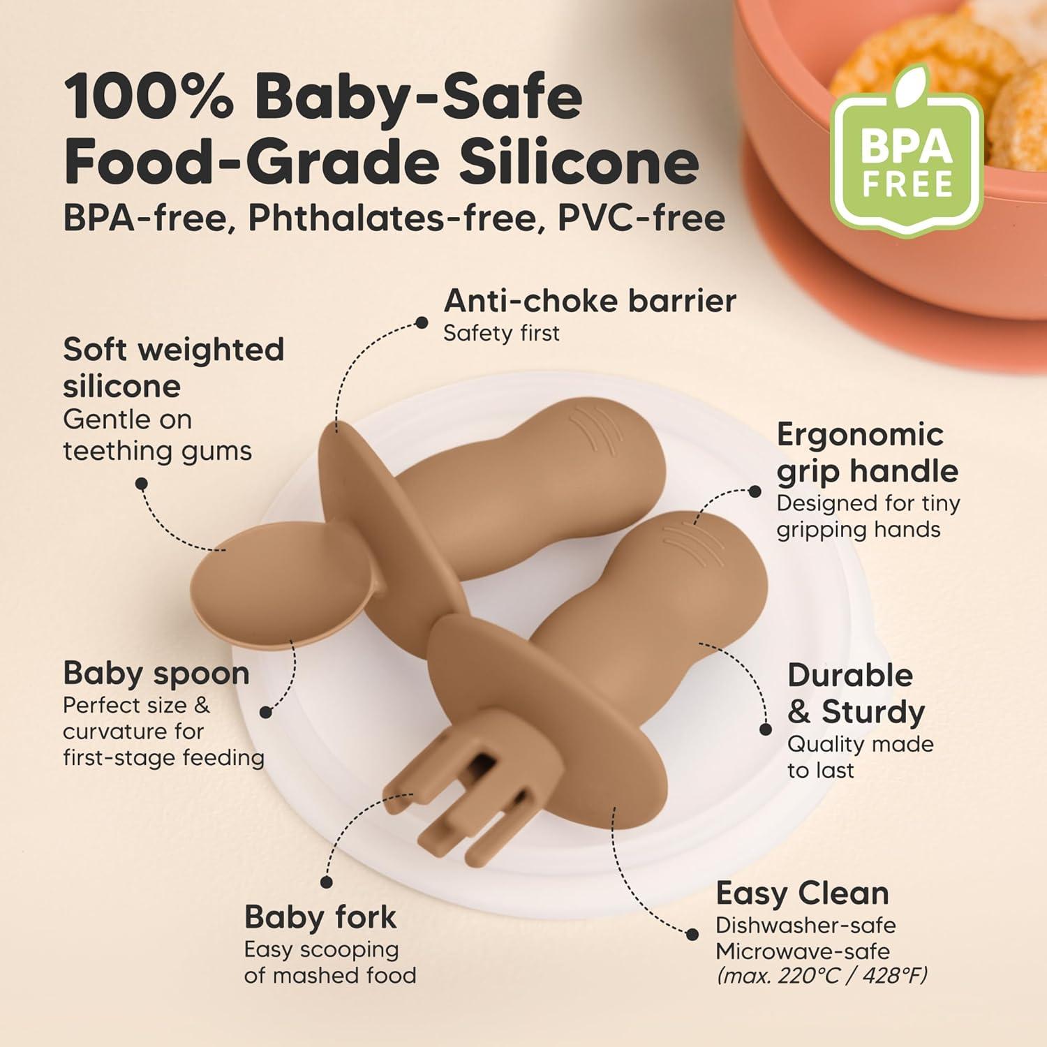 Set de Cucharas y Tenedores de Silicona KeaBabies 4 Piezas