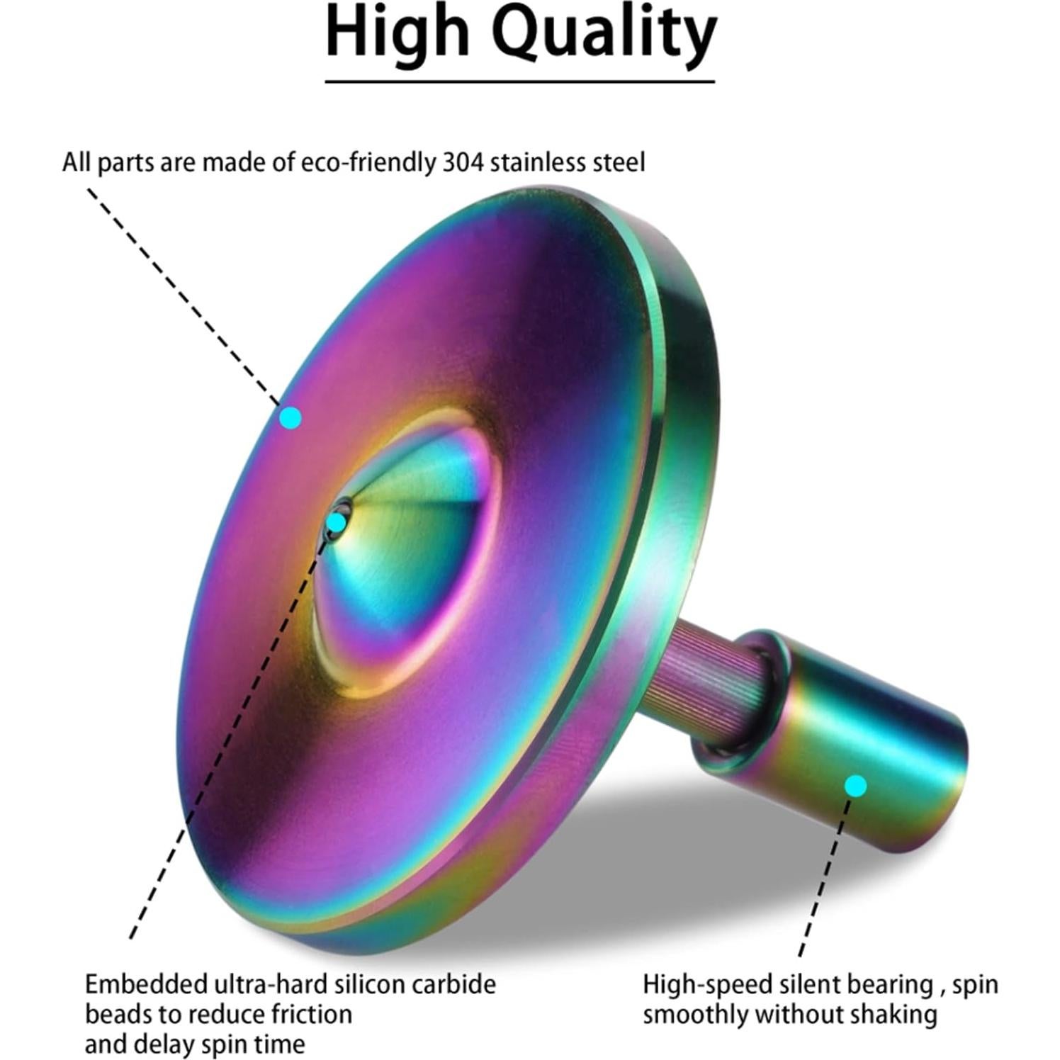 Trompo de Metal CHEETOP Iridescente Pro - 10 Minutos de Giro