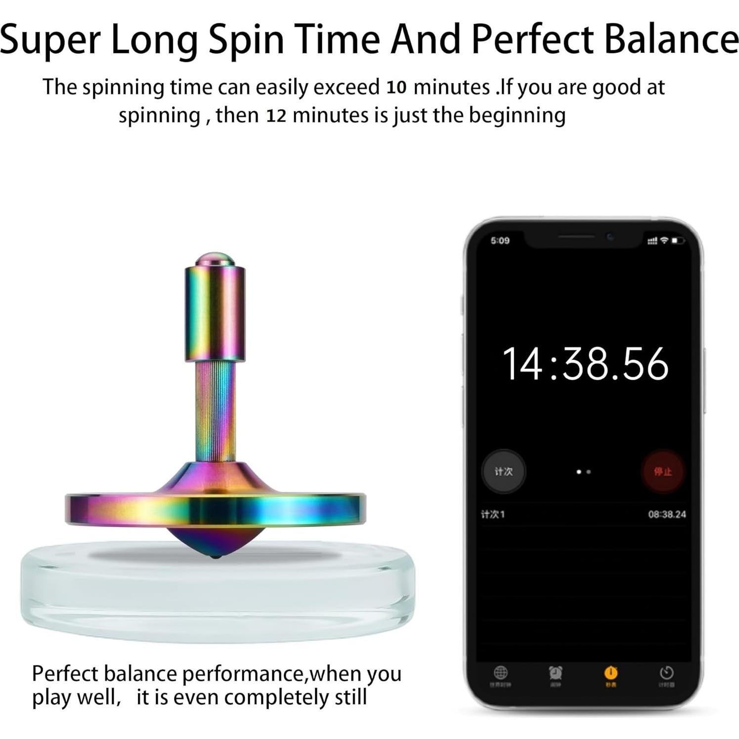 Trompo de Metal CHEETOP Iridescente Pro - 10 Minutos de Giro