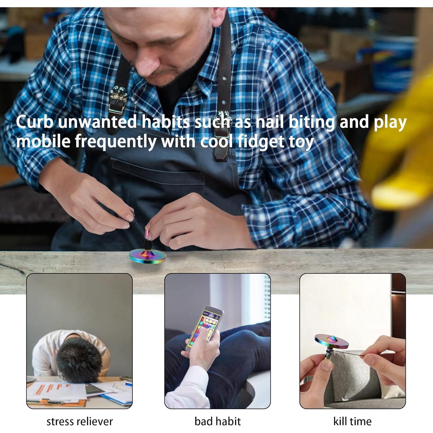 Trompo de Metal CHEETOP Iridescente Pro - 10 Minutos de Giro