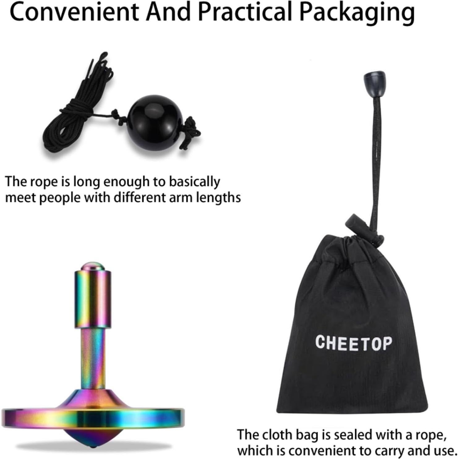 Trompo de Metal CHEETOP Iridescente Pro - 10 Minutos de Giro