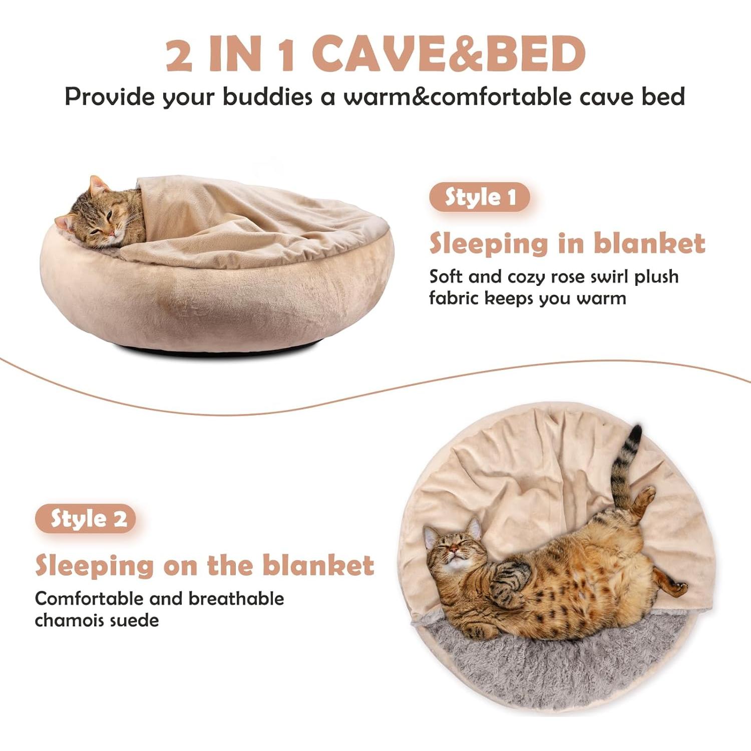 Cama para Perro y Gato JOEJOY Pequeña 58.42 cm Antideslizante