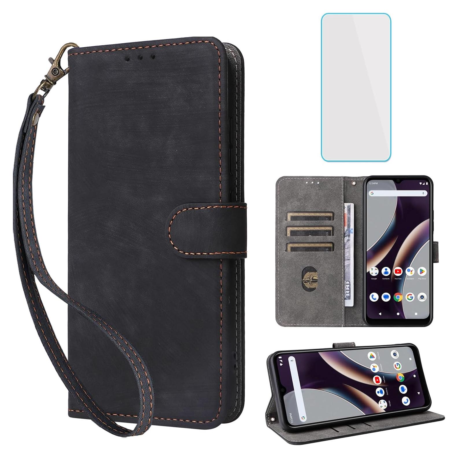 Funda de Cartera IUQXU para Cricket Outlast y AT&T Jetmore