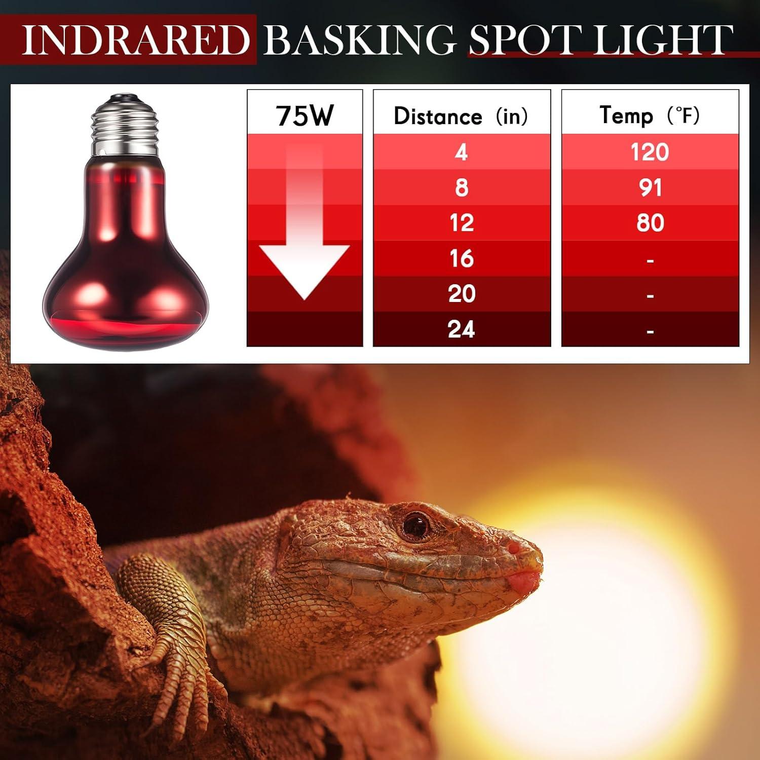 Paquete de 6 Bombillas de Calor Infrarrojo 50W VIHOSE para Reptiles