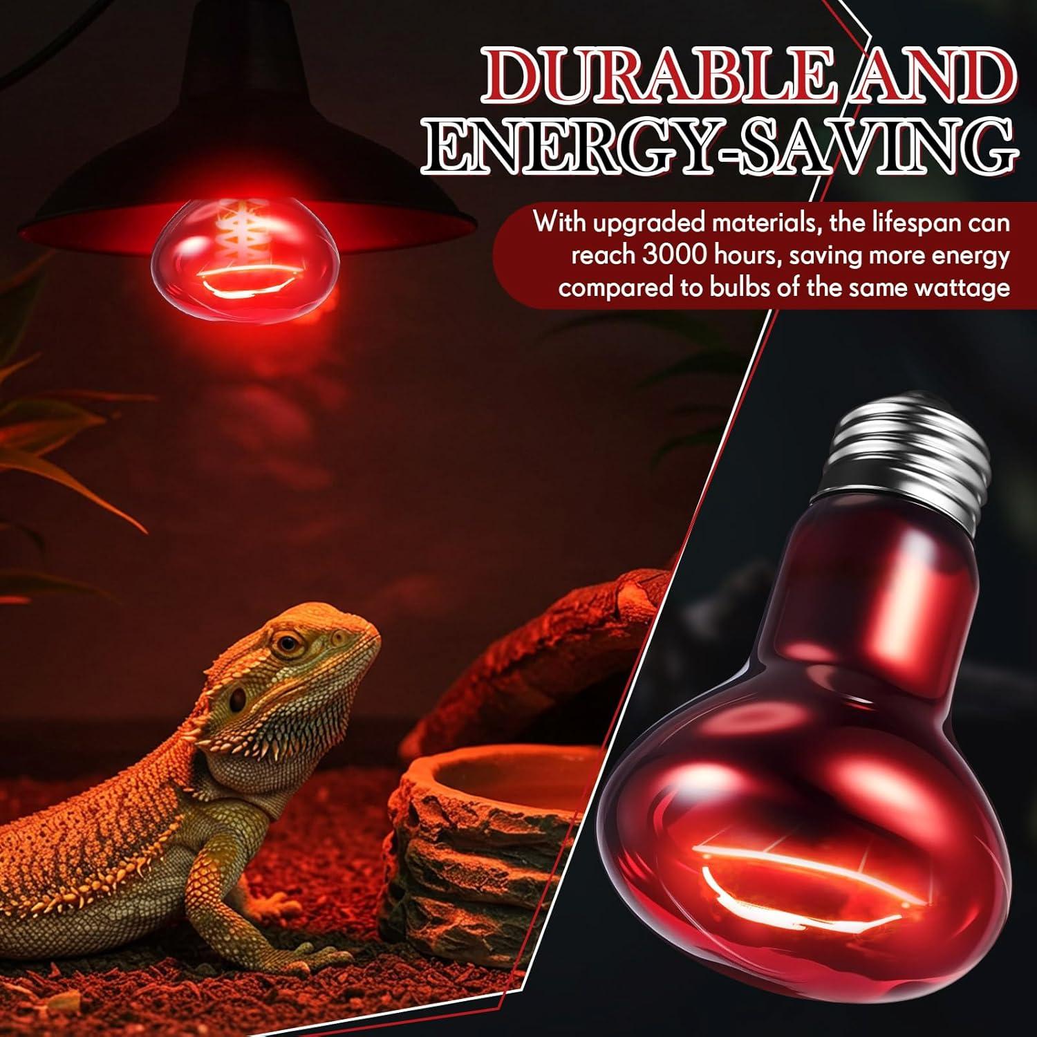 Paquete de 6 Bombillas de Calor Infrarrojo 50W VIHOSE para Reptiles