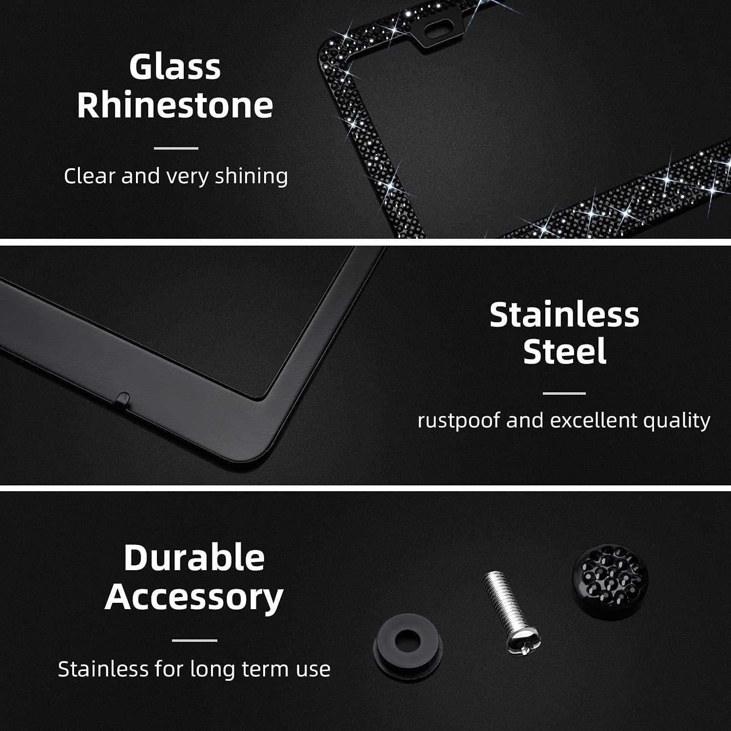 Marco de Placa de Licencia Brillante EWBN con Rhinestones 31x15cm