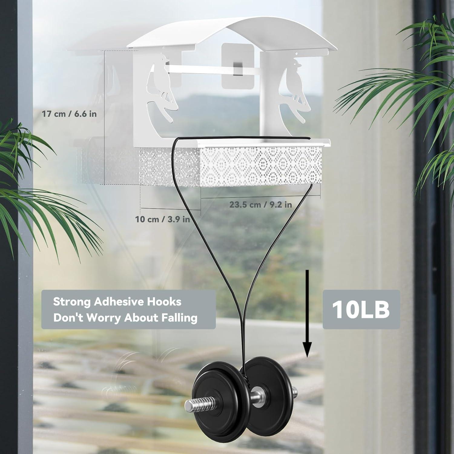 Comedero para Aves de Ventana Tonitrui Metal Blanco 2Pack