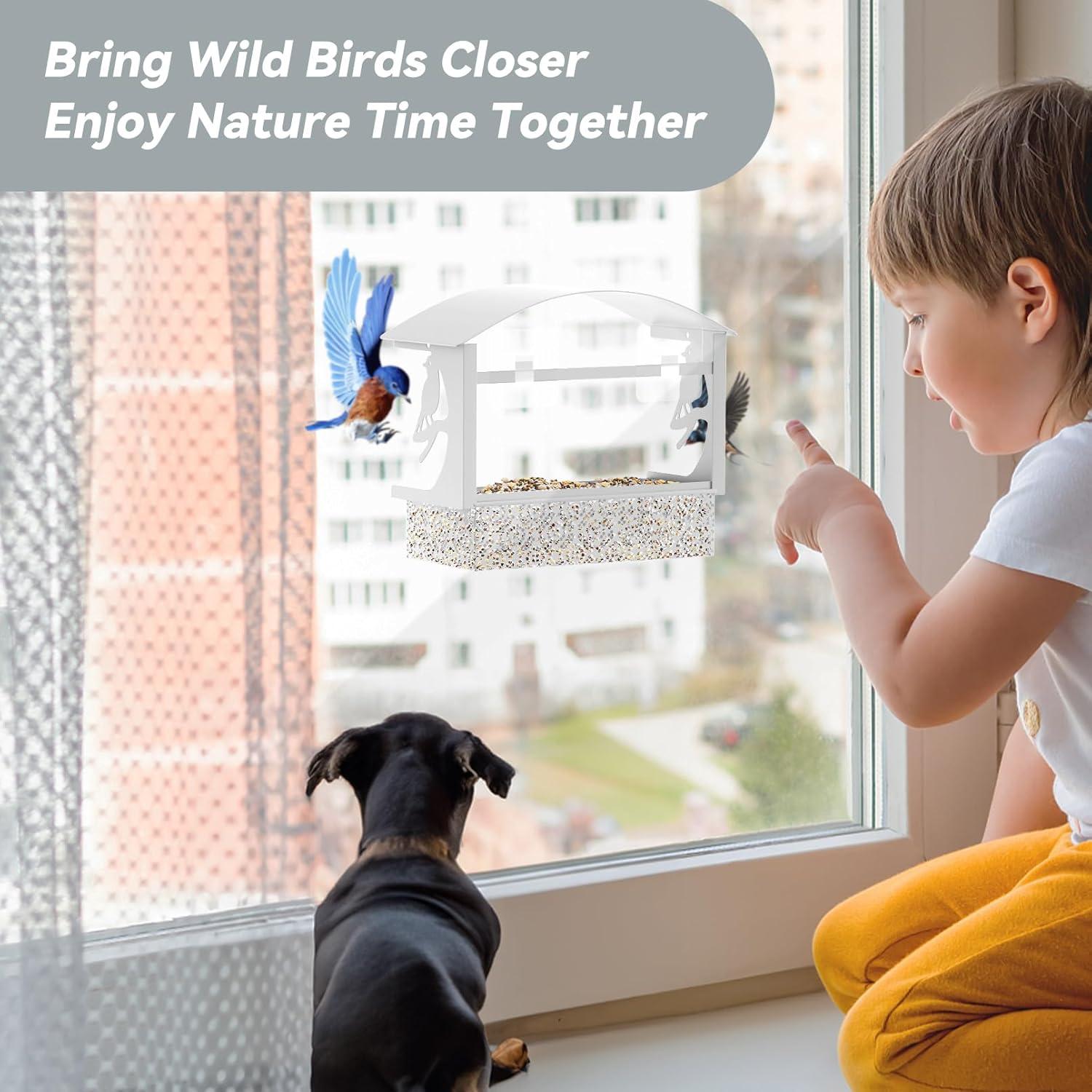 Comedero para Aves de Ventana Tonitrui Metal Blanco 2Pack